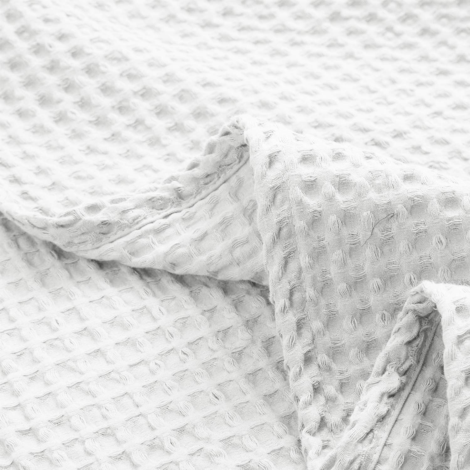 100% Cotton Waffle Weave Blanket - Soft Lightweight Thermal Throw for Bed, Sofa & Travel (White, Twin Size) - Perfect for Cozy Nights, Guest Rooms & Camping