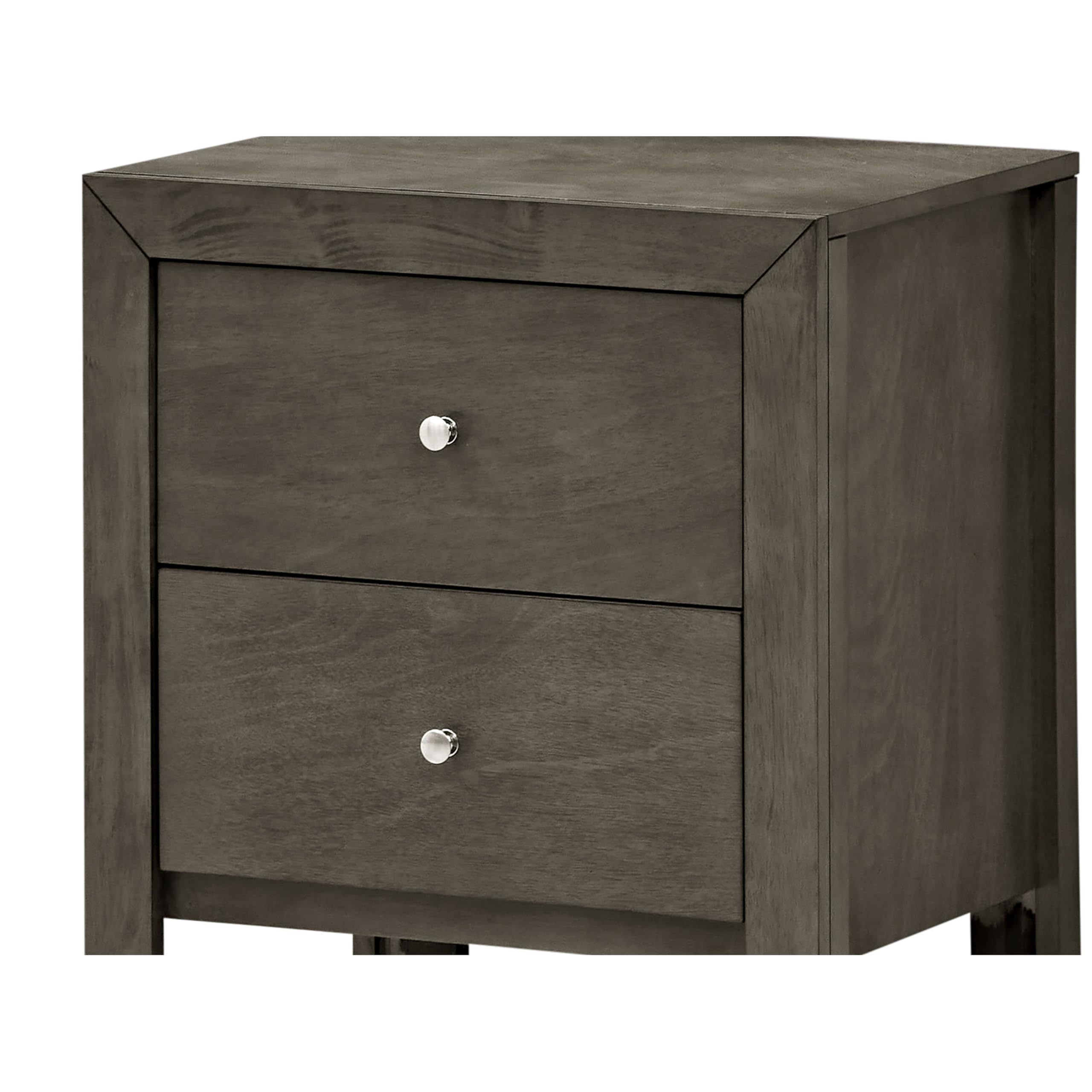 **Burlington 2-Drawer Wood Nightstand - Grey Stained Solid Wood Bedside Table for Bedroom, Living Room & Guest Room**