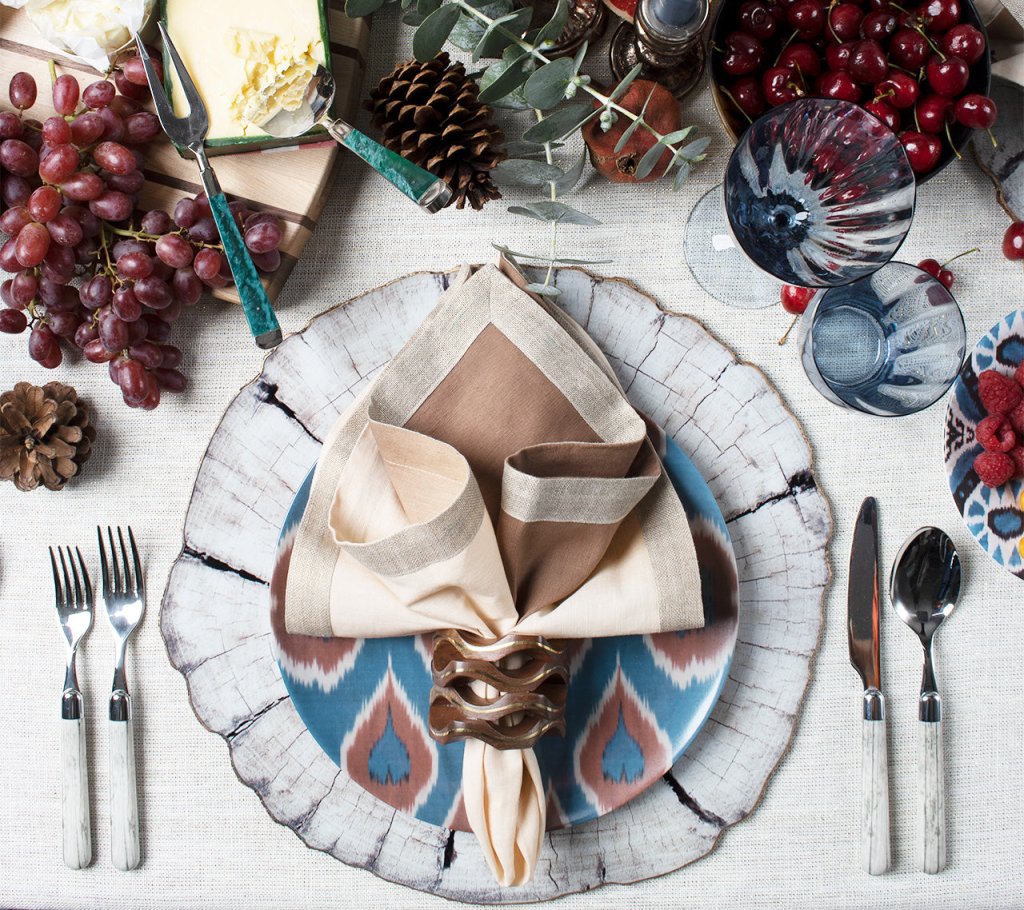 Earthy Dip Dye Cotton Napkins Set of 4 - Eco-Friendly Table Linens for Dinner Parties & Boho Home Decor