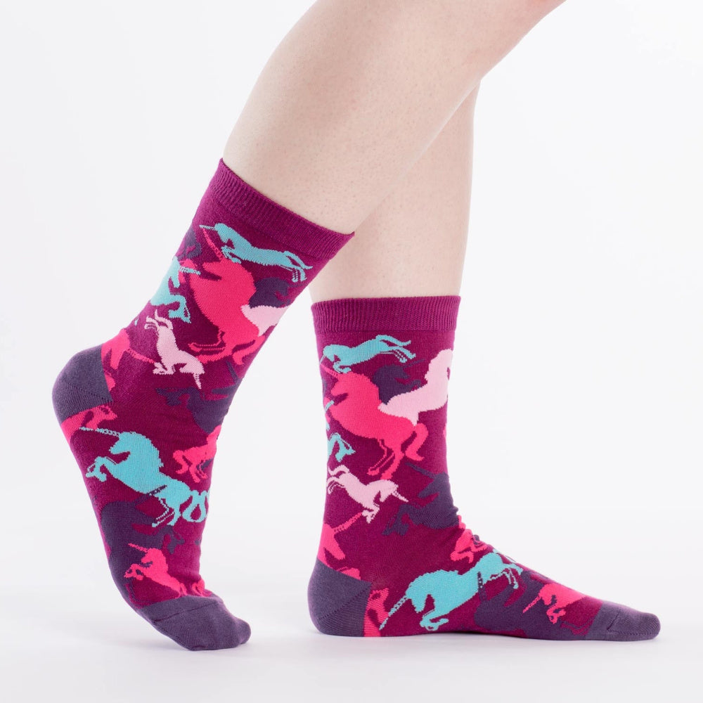 Sock It To Me Crew Women's Socks - Mythical Unicorns Design | Fun & Comfortable Cotton Socks for Everyday Wear, Gifts & Cosplay