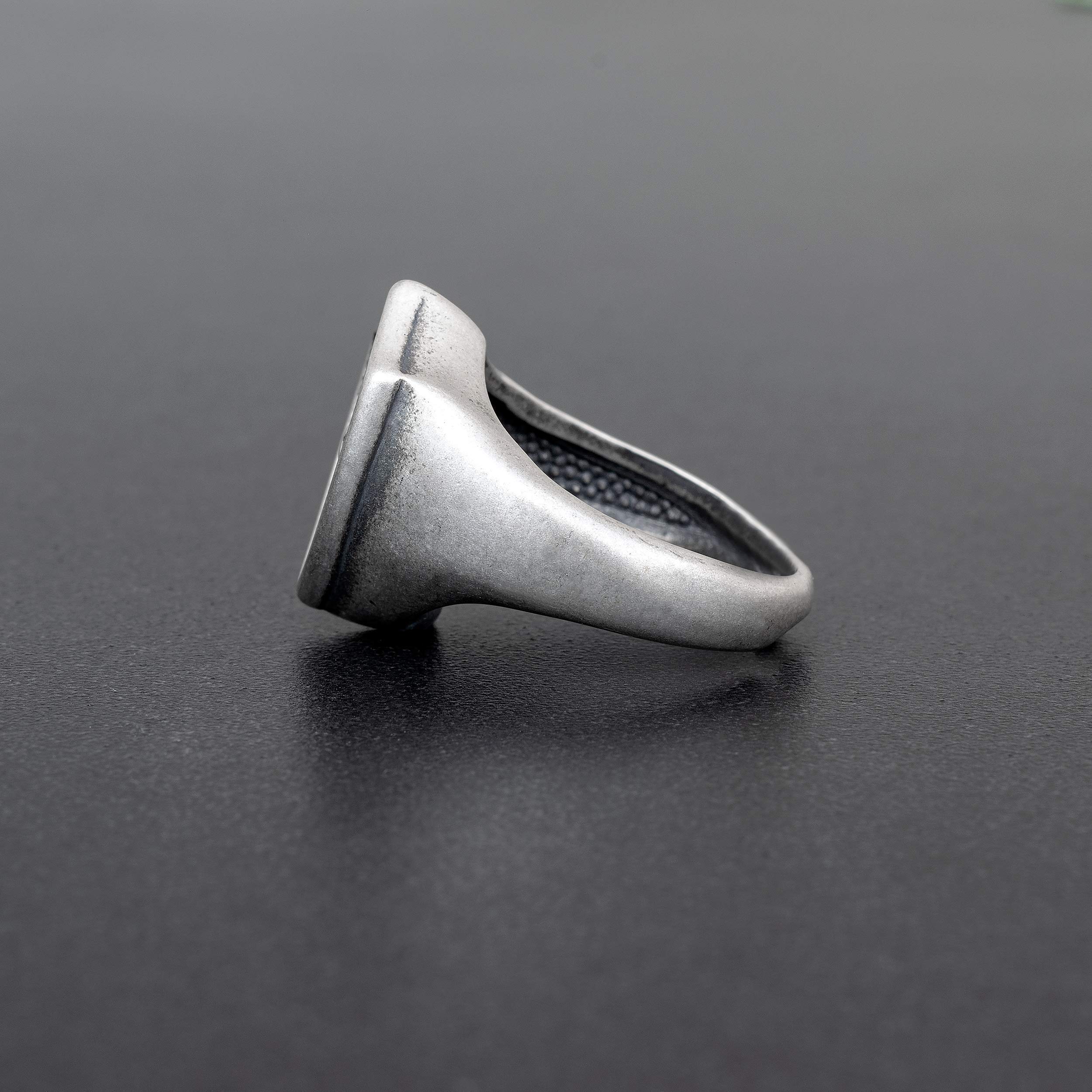 Handmade Sterling Silver Statement Ring for Men - Shield, Sword, King & Knight Medieval Gothic Jewelry - Perfect for Cosplay, Renaissance Fairs & Fantasy Lovers