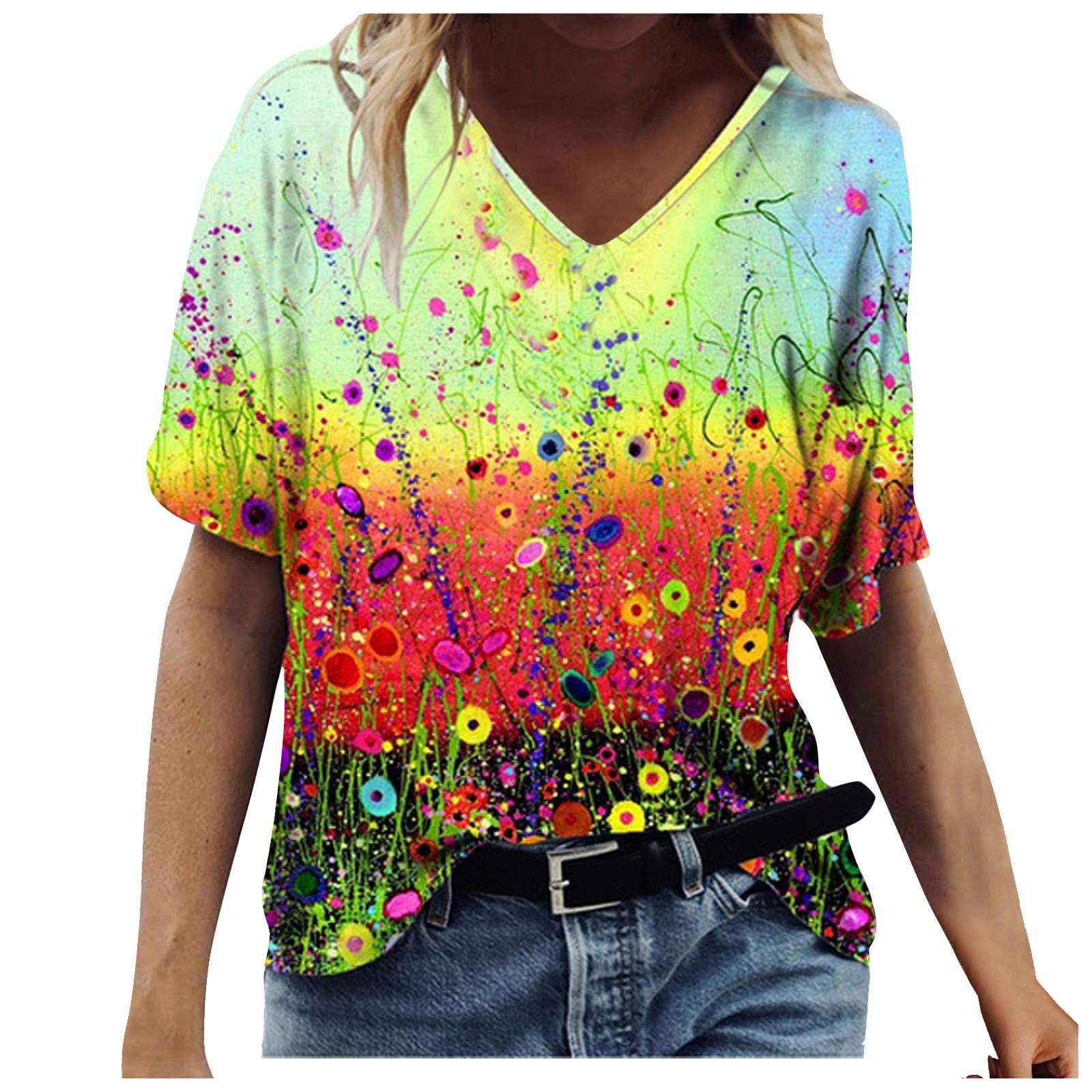 Stylish MOKINGTOP Women's Summer Short Sleeve Tunic Top with Cold Shoulder Design - Perfect for Casual Outings, Beach Vacations & Summer Fashion