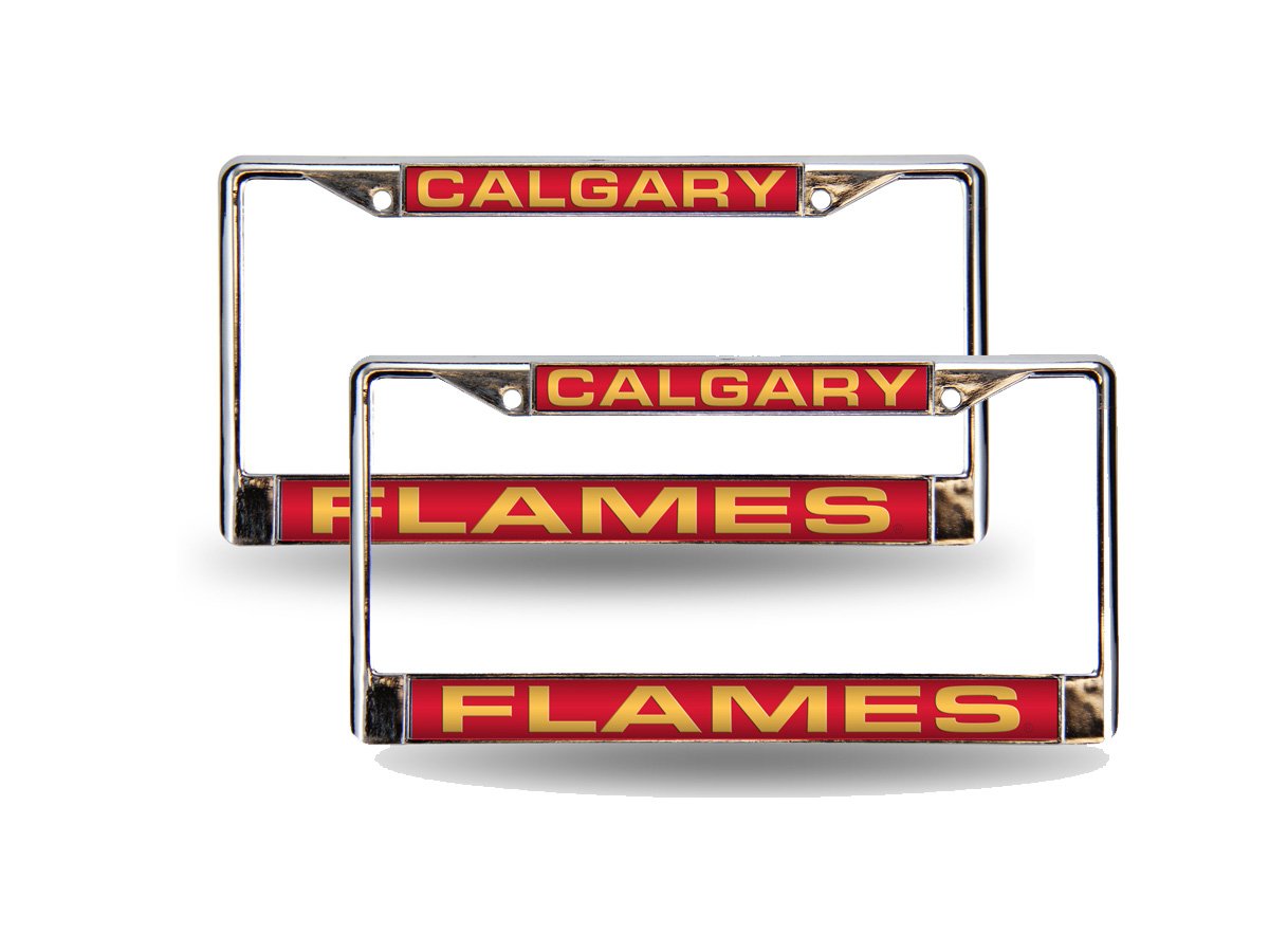 Rico Calgary Flames NHL Chrome Metal License Plate Frames (Set of 2) - Laser Cut Car Accessories for Hockey Fans & Team Pride