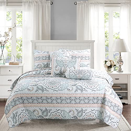 Reversible 3-Piece King Size Quilt Set - 100% Cotton Bedding for Bedroom & Guest Room | Soft & Breathable Comforter for All Seasons