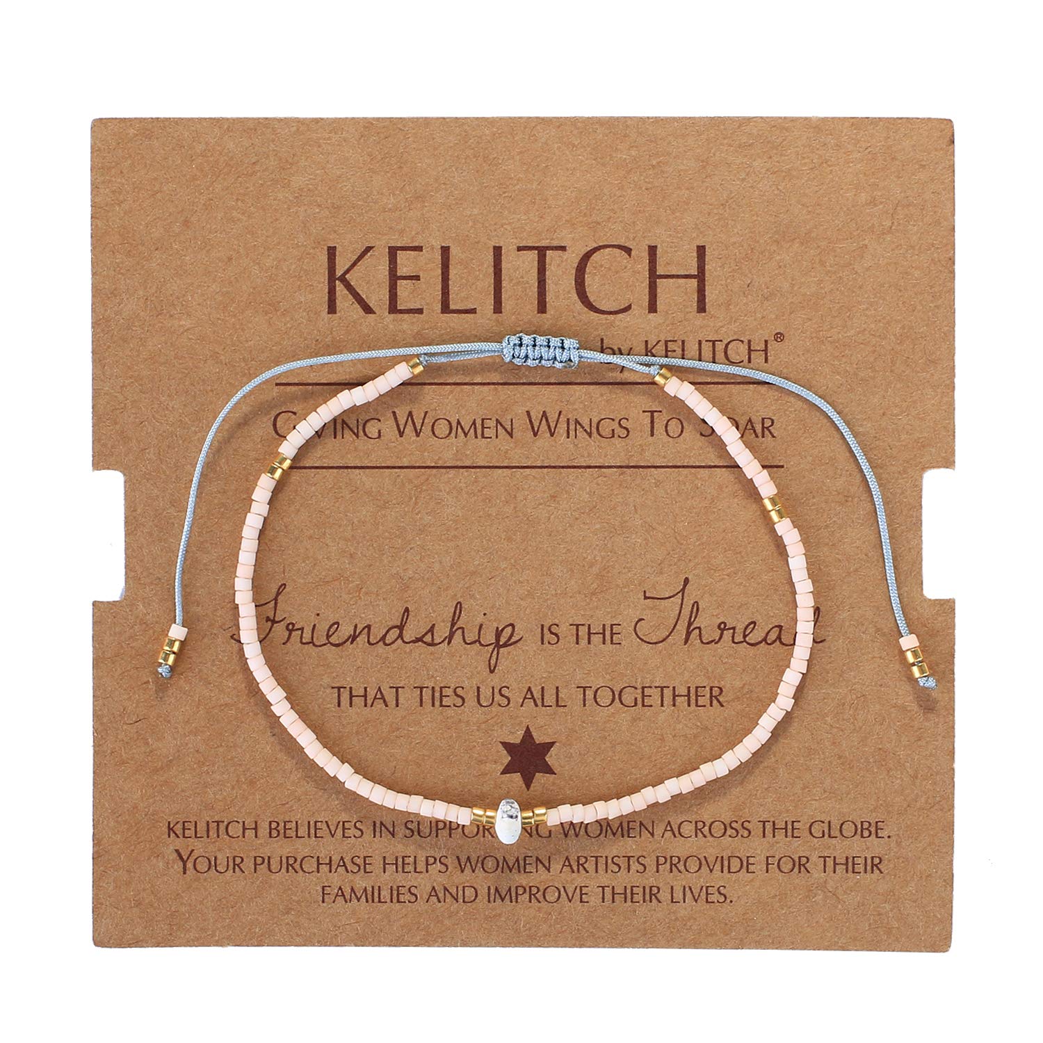 KELITCH Agate Seed Beads Friendship Bracelets for Women - Thin Boho Beaded Bracelet Set, Natural Stone Jewelry for Daily Wear, Beach Vacation & Gift Giving