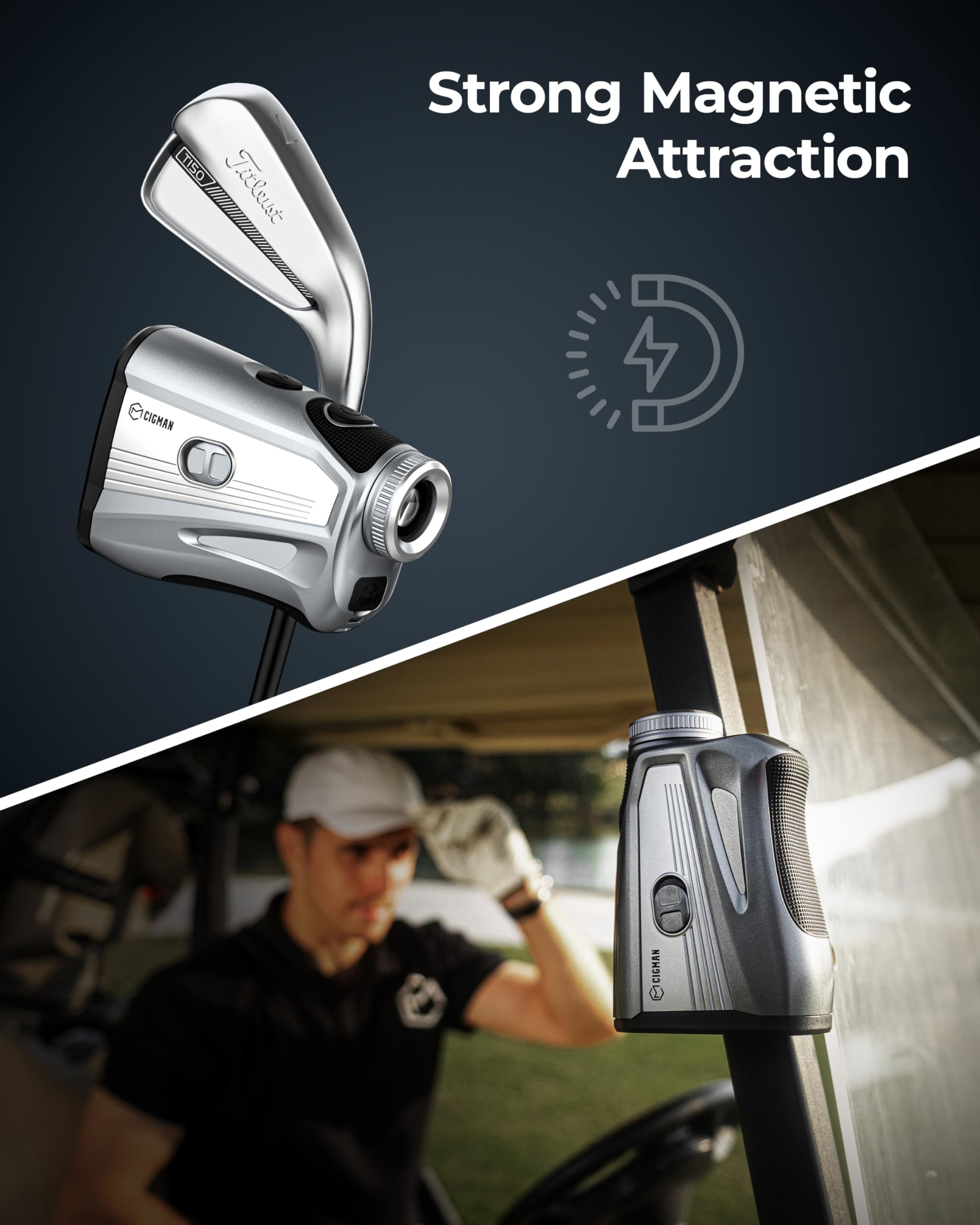 CIGMAN 850-1200 Yards Golf Laser Rangefinder with Slope - Rechargeable Magnetic Golf Range Finder with Continuous Scan, High-Precision LCD/OLED Screen, Flag Pole Lock & Vibration, 7X Magnification - Perfect for Golfing & Hunting Adventures