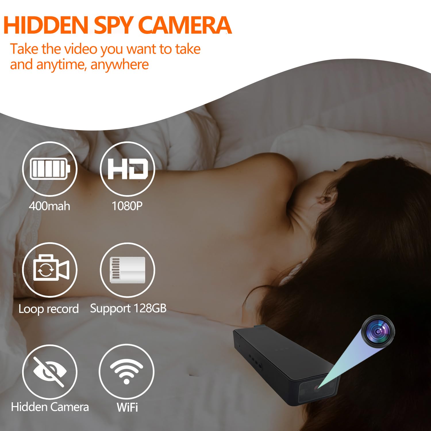 KUIYIXUE Mini Hidden Spy Camera - 1080P HD WiFi Nanny Cam for Home, Office, Baby & Pet Monitoring - Indoor Security Surveillance Camera for Covert Recording & Motion Detection