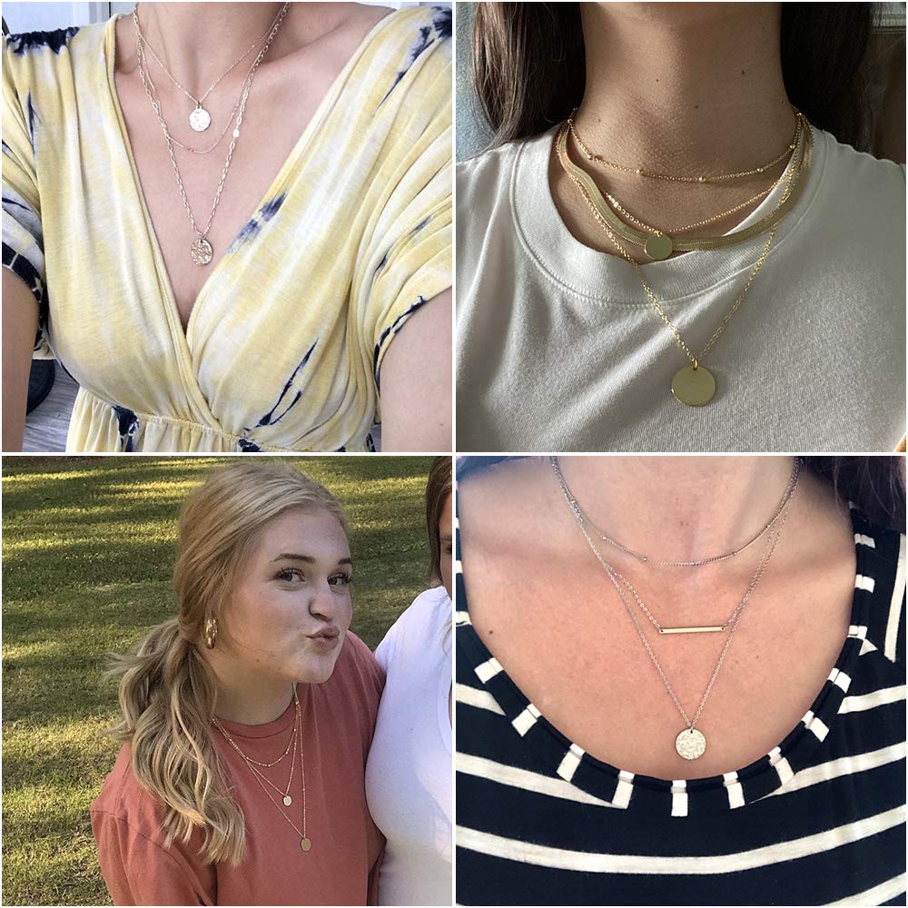 YANCHUN Women's Layered Necklace Set - Dainty Stackable Chain Necklaces with Charms, Trendy Jewelry for Christmas Gifts & Stocking Stuffers - Perfect for Everyday Wear, Date Nights & Special Occasions