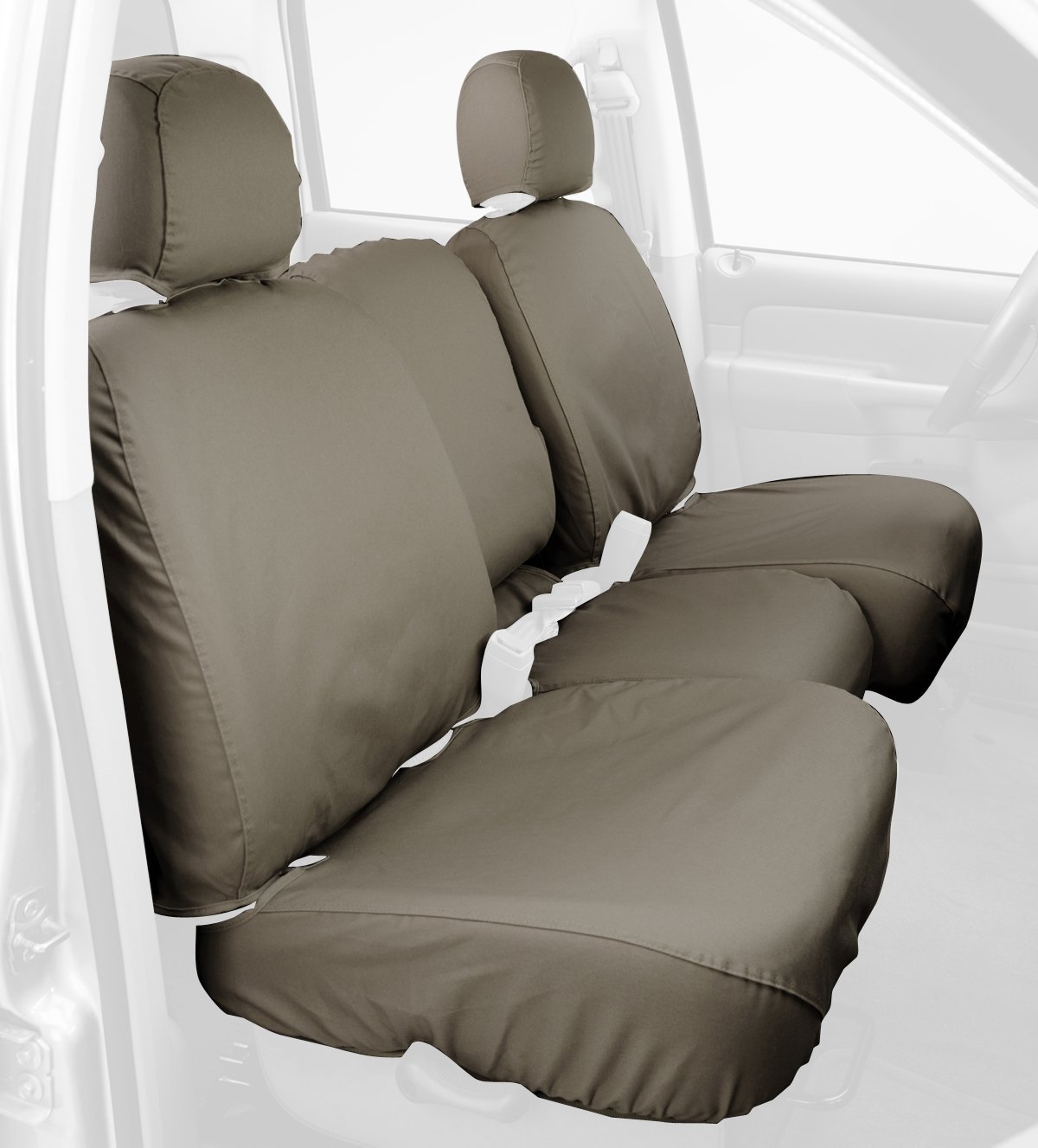 Covercraft Custom-Fit Rear-Second Seat Bench SeatSaver Seat Covers - Polycotton Fabric, Sand Color | Durable Car Seat Protectors for Pets, Kids & Spills | Perfect for SUVs, Trucks & Family Vehicles