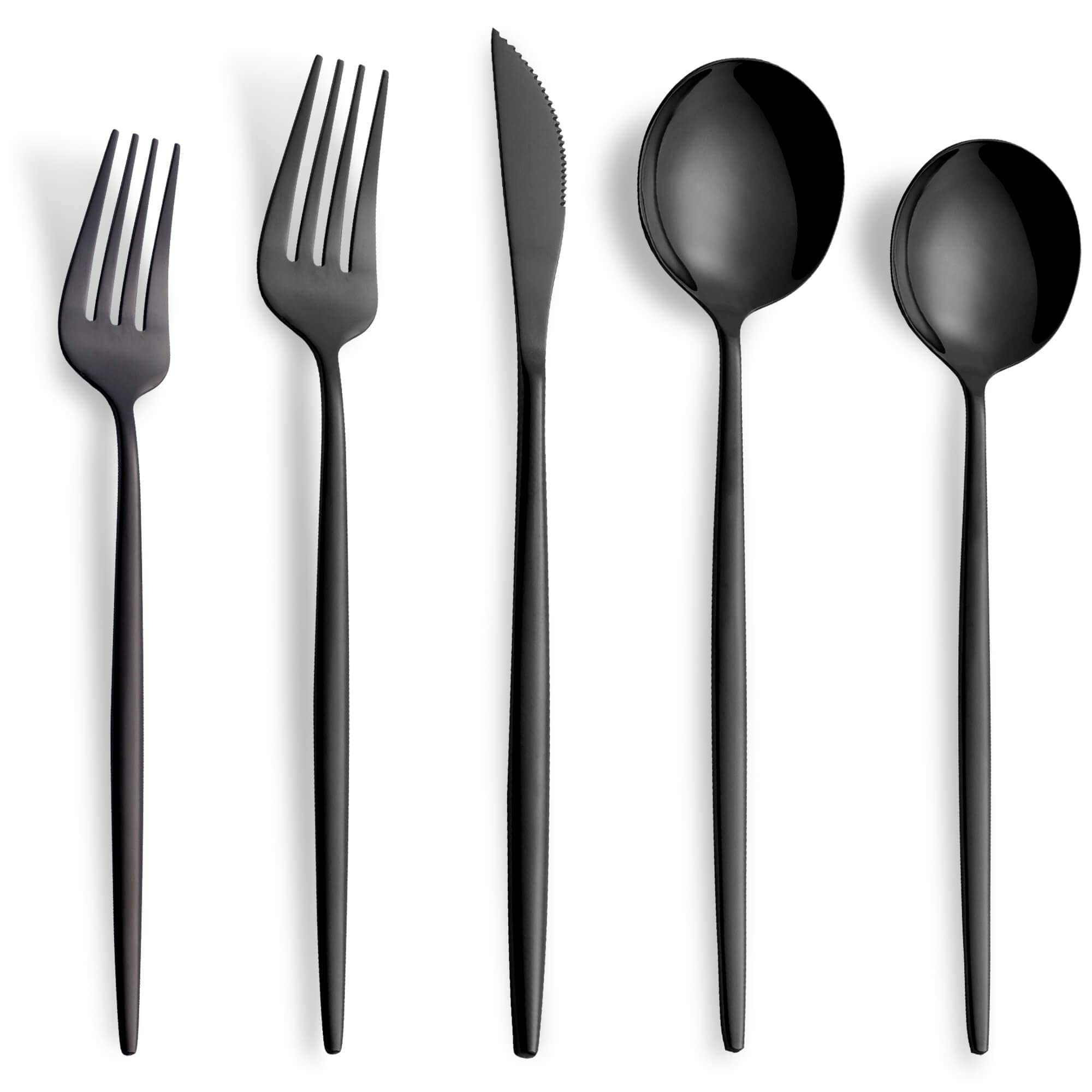 20-Piece Stainless Steel Flatware Set - Black Silverware Cutlery for 4 People (Forks, Spoons, Knives) | Durable Kitchen & Tableware for Home, Restaurant & Catering | Dishwasher Safe | Perfect for Dinner Parties, Weddings & Daily Dining