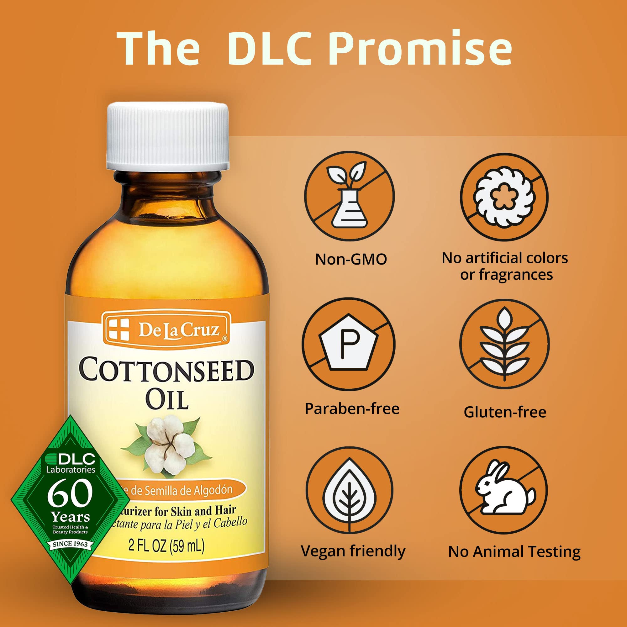 De La Cruz 100% Pure Cottonseed Oil for Skin & Hair - Natural Moisturizer & Multipurpose Carrier Oil - 2 Fl Oz (3 Pack) - Perfect for Massage, Aromatherapy & DIY Beauty Products