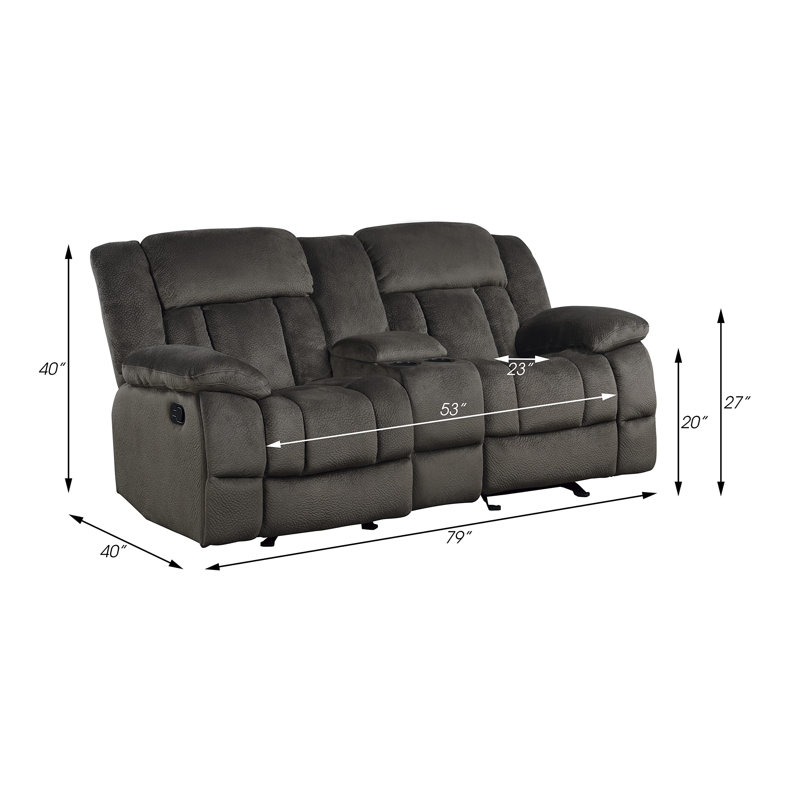 Lexicon 3-Piece Reclining Living Room Furniture Set - Manual Reclining Sofa, Dual Glider Recliner Loveseat & Glider Recliner - Chocolate Brown - Perfect for Family Movie Nights & Cozy Home Relaxation