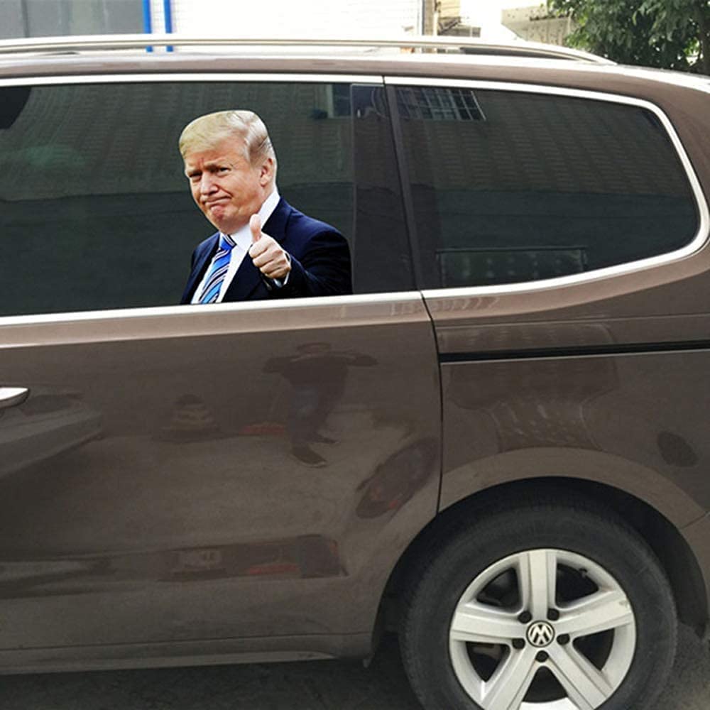 2PCS Donald Trump Car Window Stickers - Easy Peel & Remove Decals for Cars, Trucks, SUVs - Patriotic Political Vinyl Clings (Left & Right Side) - Perfect for Election Campaigns, Political Rallies & Conservative Car Decor