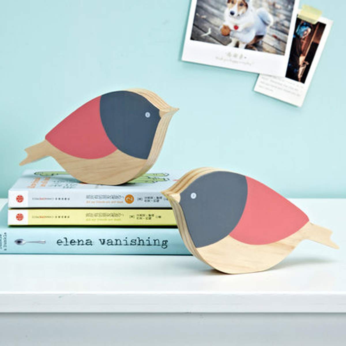Handmade Wooden Bird Statue Sculpture - Premium Red Bird Tabletop Figurine for Nursery Room Decor, Home Decoration & Unique Kids Gifts | Perfect for Baby Showers, Birthday Presents & Farmhouse Style Décor