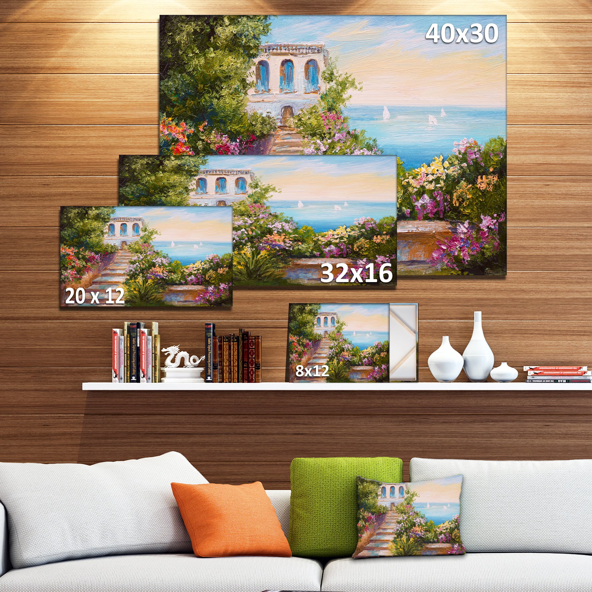 Coastal House Landscape Art Print Canvas - Beach House Wall Decor for Living Room, Bedroom & Office - Perfect for Home & Office Decor