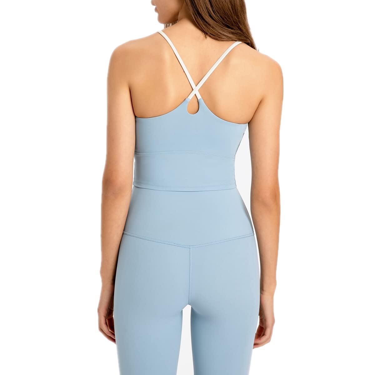 Women's Longline Padded Strappy Sports Bras - Yoga Running Workout Tank Top with Support - Perfect for Gym, Fitness & Active Lifestyle
