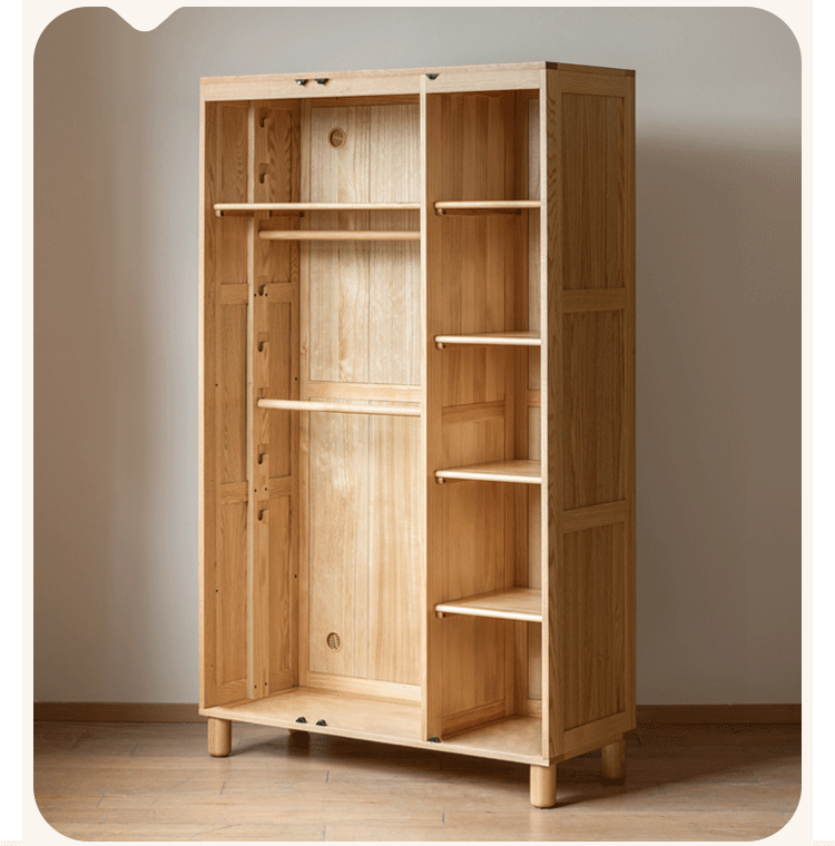 Solid Oak Wood Kids Wardrobe - Durable & Stylish Storage for Bedroom, Nursery, or Playroom Organization