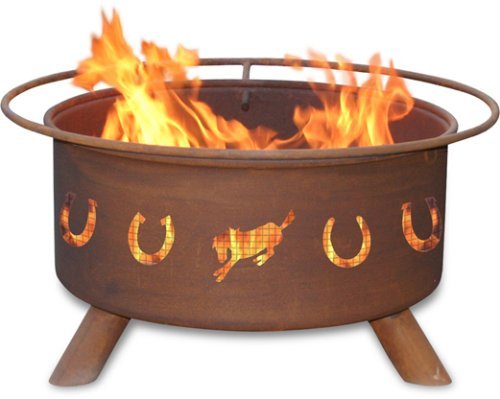 Patina Products F105 30-Inch Horseshoe Fire Pit for Outdoor Backyard, Camping & Patio - Heavy Duty Steel Fire Pit with Rustic Design for Warm Gatherings