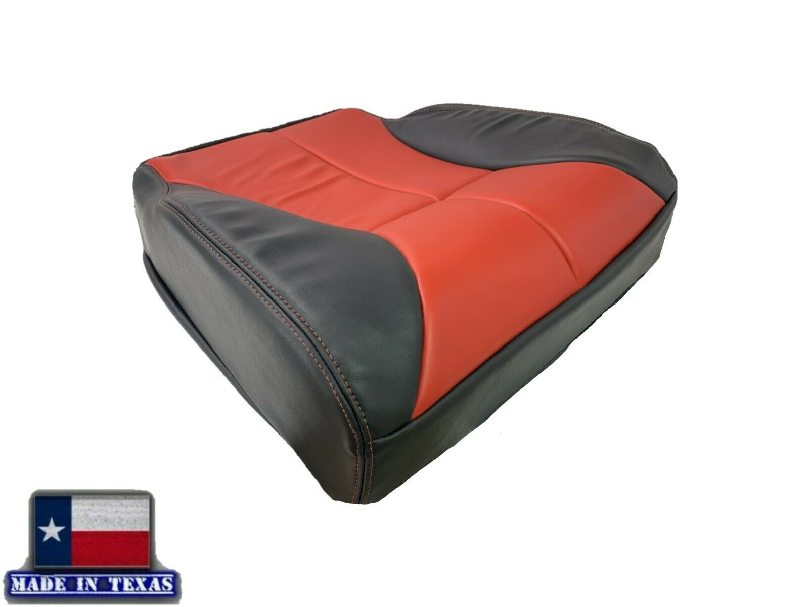 1998-2002 Dodge Ram 1500 2500 3500 Custom Agate Dark Gray & Red Leather Seat Covers with Red Stitching - Perfect for Truck Upgrades & Off-Road Adventures