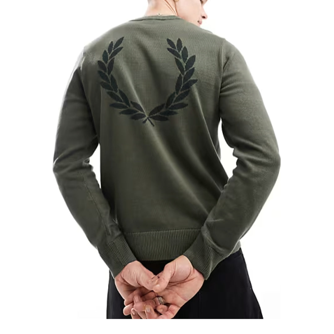 Boucle Laurel Wreath Green Jumper Sweater - Cozy Knit Pullover for Women, Perfect for Fall Winter Fashion, Christmas Party & Casual Outfits