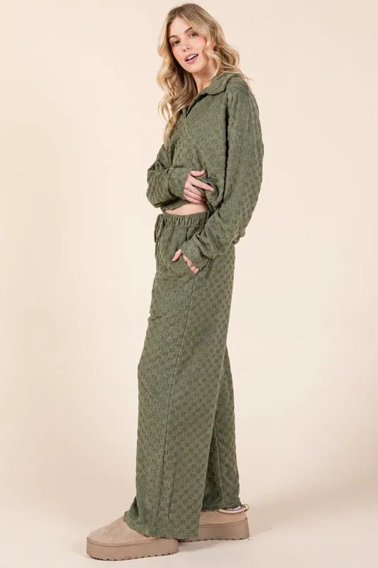BOMBOM Checkered Wide Leg Pants for Women - Trendy High Waist Tied Pants for Casual & Office Wear - Perfect for Work, Date Night & Everyday Fashion