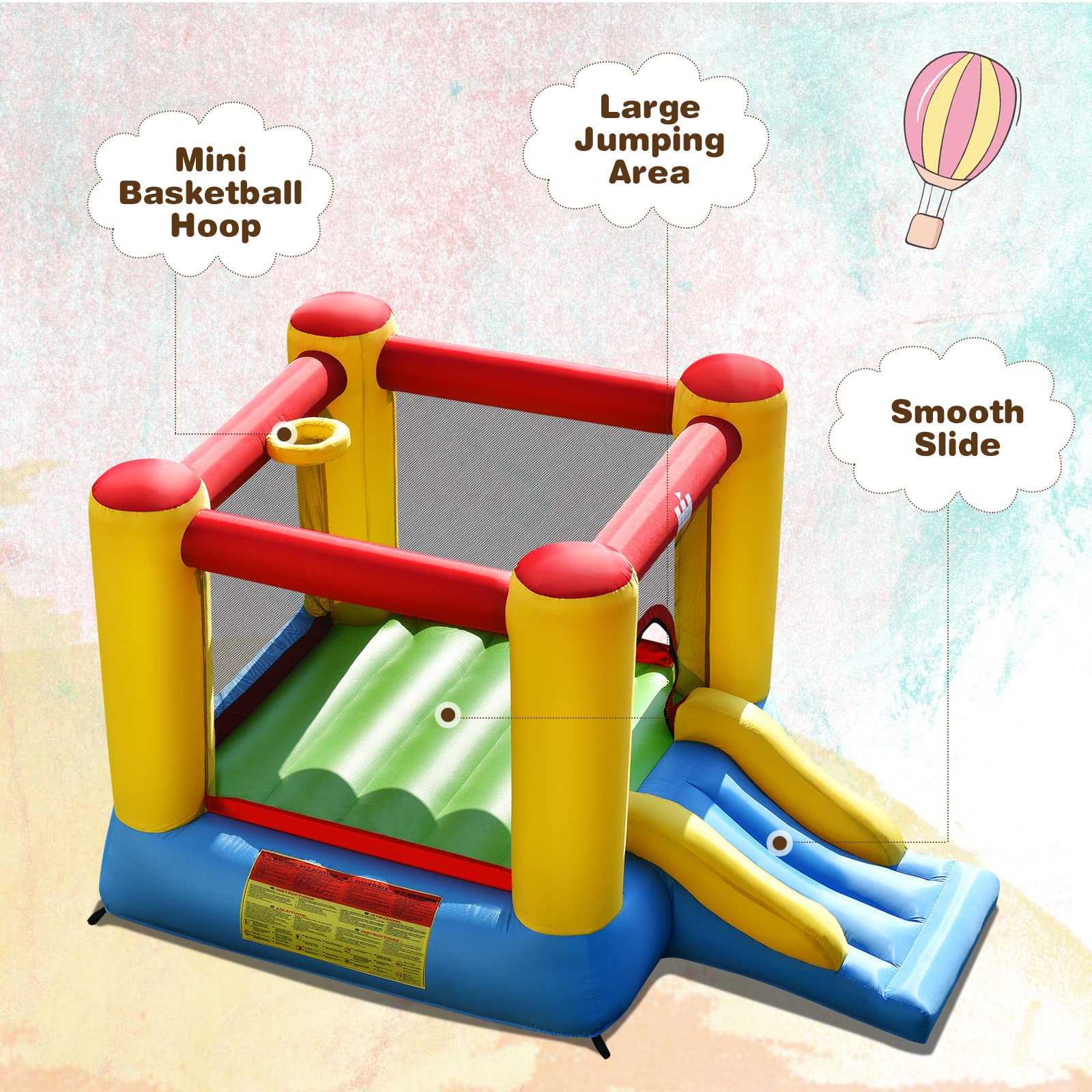 BOUNTECH Inflatable Bounce House for Kids - Heavy Duty Jumping Castle with Slide & 480W Blower - Indoor/Outdoor Party Bouncer for Toddlers - Perfect for Birthday Parties, Backyard Fun & Summer Gatherings