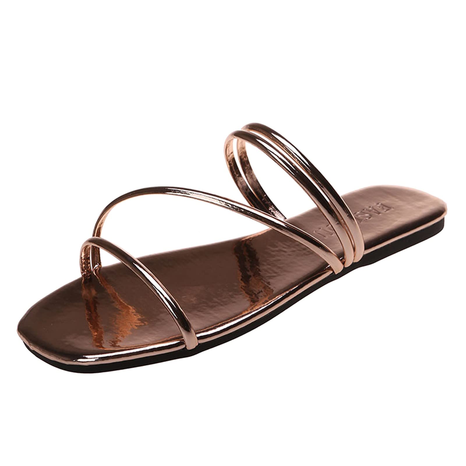 Women's Summer Fashion Sandals - Flat Lightweight Solid Color Shiny Beach Casual Thong Sandals & Slippers | Size 7.5 | Perfect for Beach Vacations, Poolside Lounging & Summer Outfits