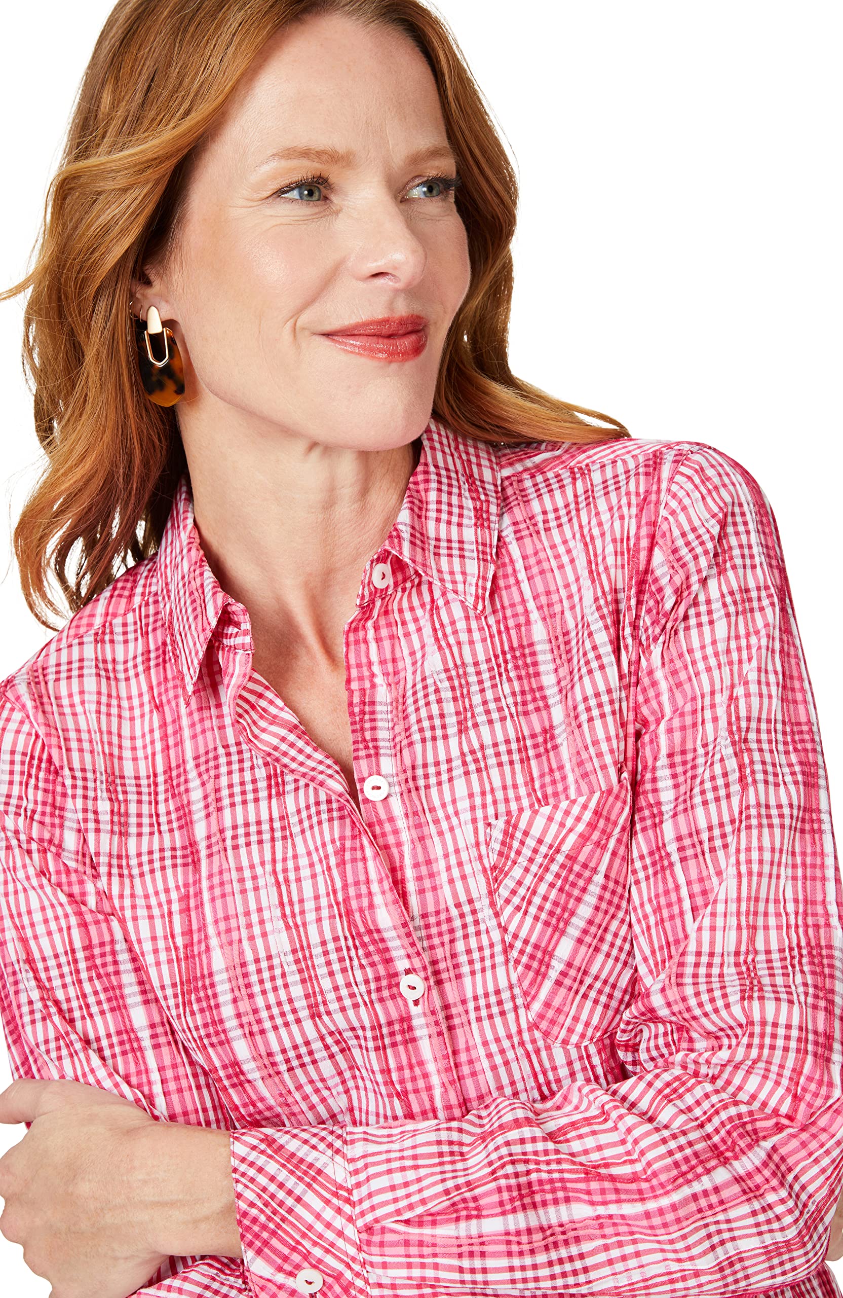 Foxcroft Women's Germaine Long Sleeve Plaid Tunic Shirt - Stylish Casual & Office Wear for Fall & Winter Seasons