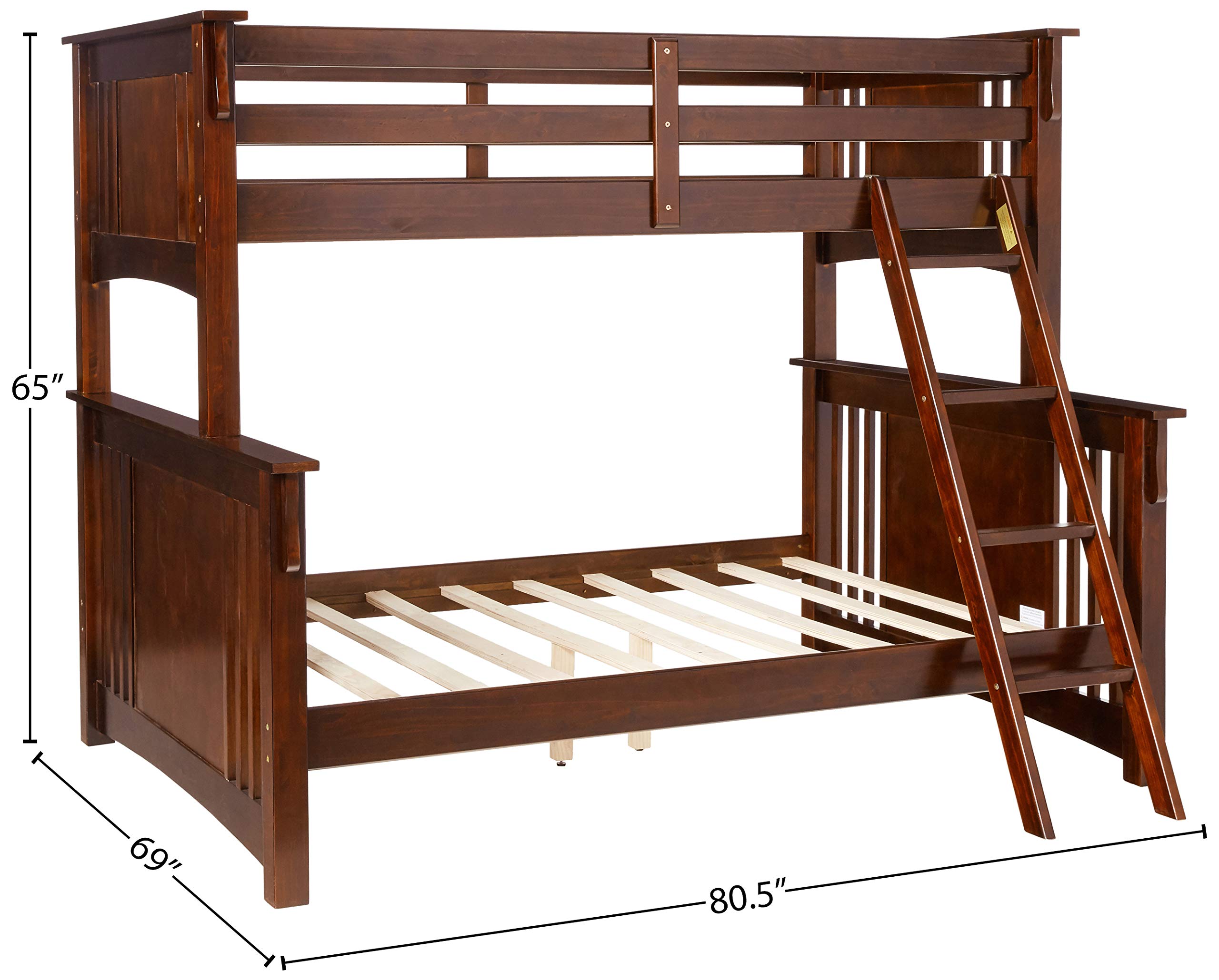 Furniture of America Concord Twin/Full Bunk Bed in Dark Oak Finish - Perfect for Kids' Bedrooms, Guest Rooms & Space-Saving Solutions