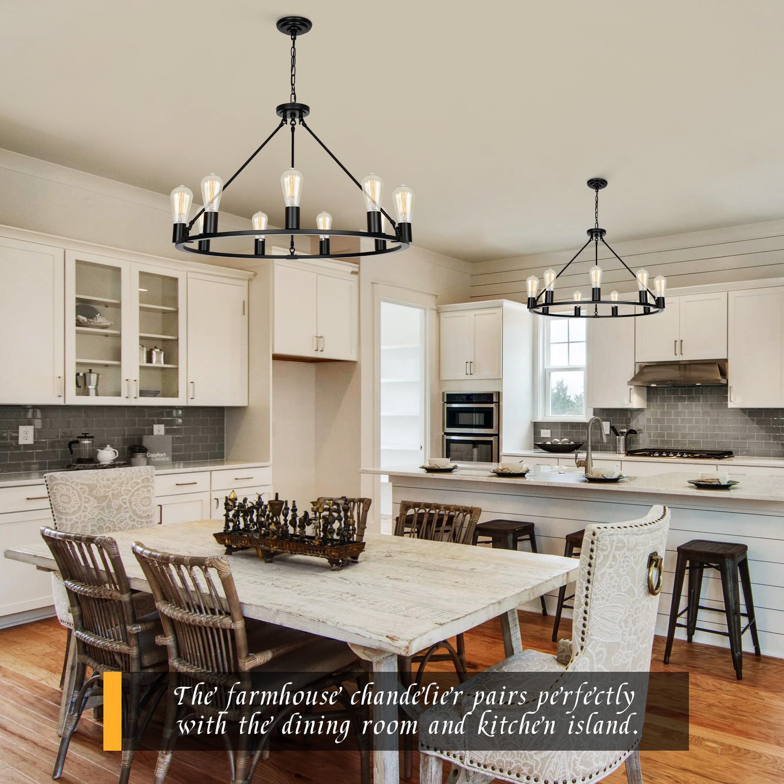 Black Wagon Wheel Chandelier - 32