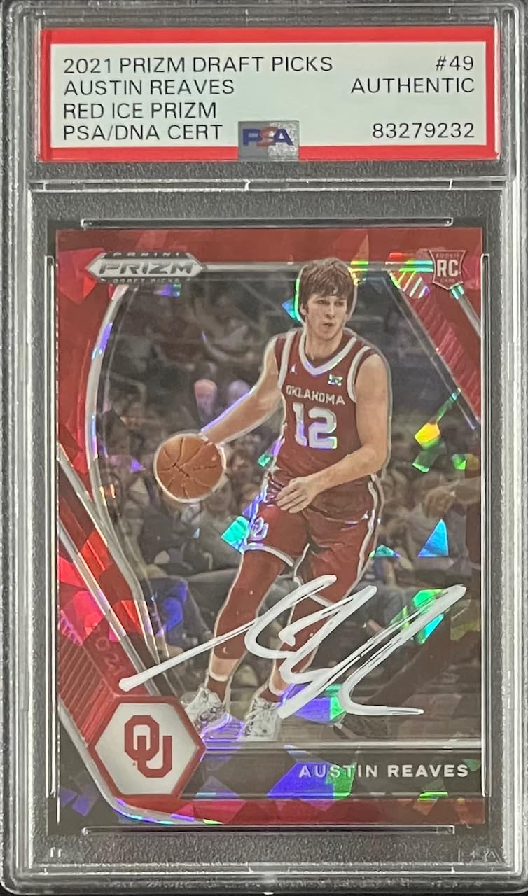Austin Reaves 2021 Panini Prizm Red Ice Rookie Card #49 Autographed PSA 83279232 - Perfect for Lakers Fans, Basketball Collectors & Sports Memorabilia Enthusiasts