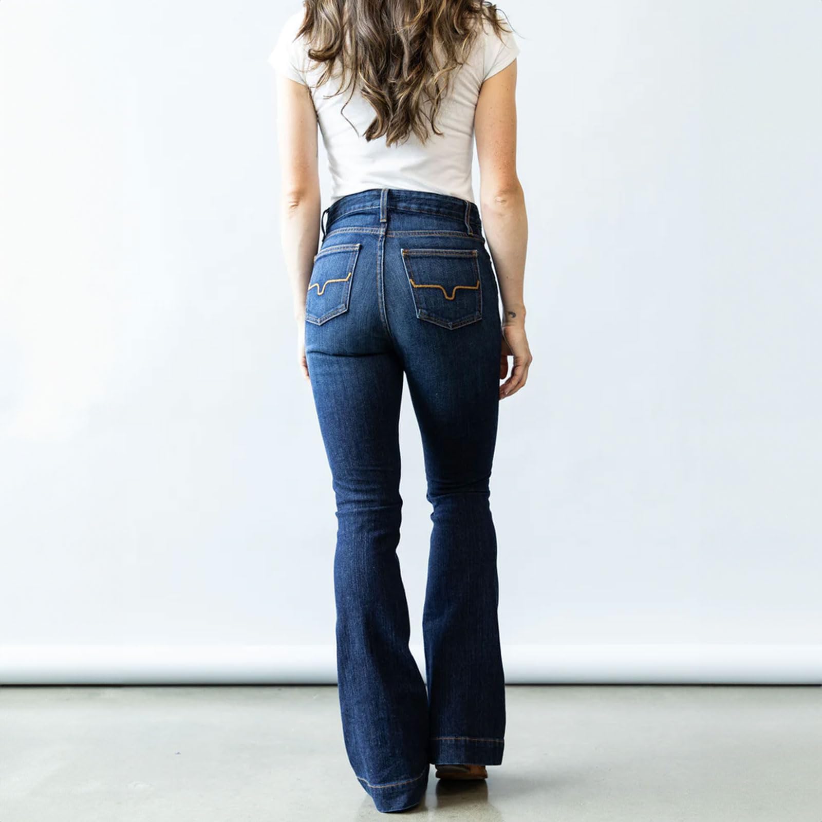 Kimes Ranch Jennifer Ultra-High Rise Wide Flare Jeans for Women - Dark Wash Blue Denim Pants | Perfect for Casual Outfits, Date Nights & Vintage Style Looks