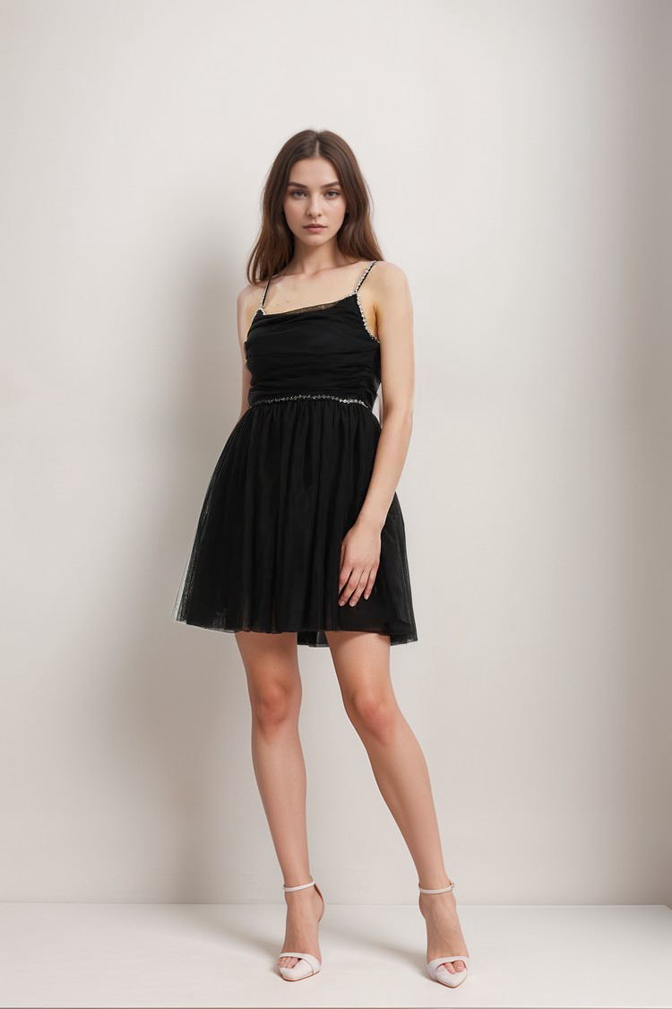 Catriona Embellished Tulle Mini Dress - Elegant Party Gown for Weddings, Prom & Evening Events
