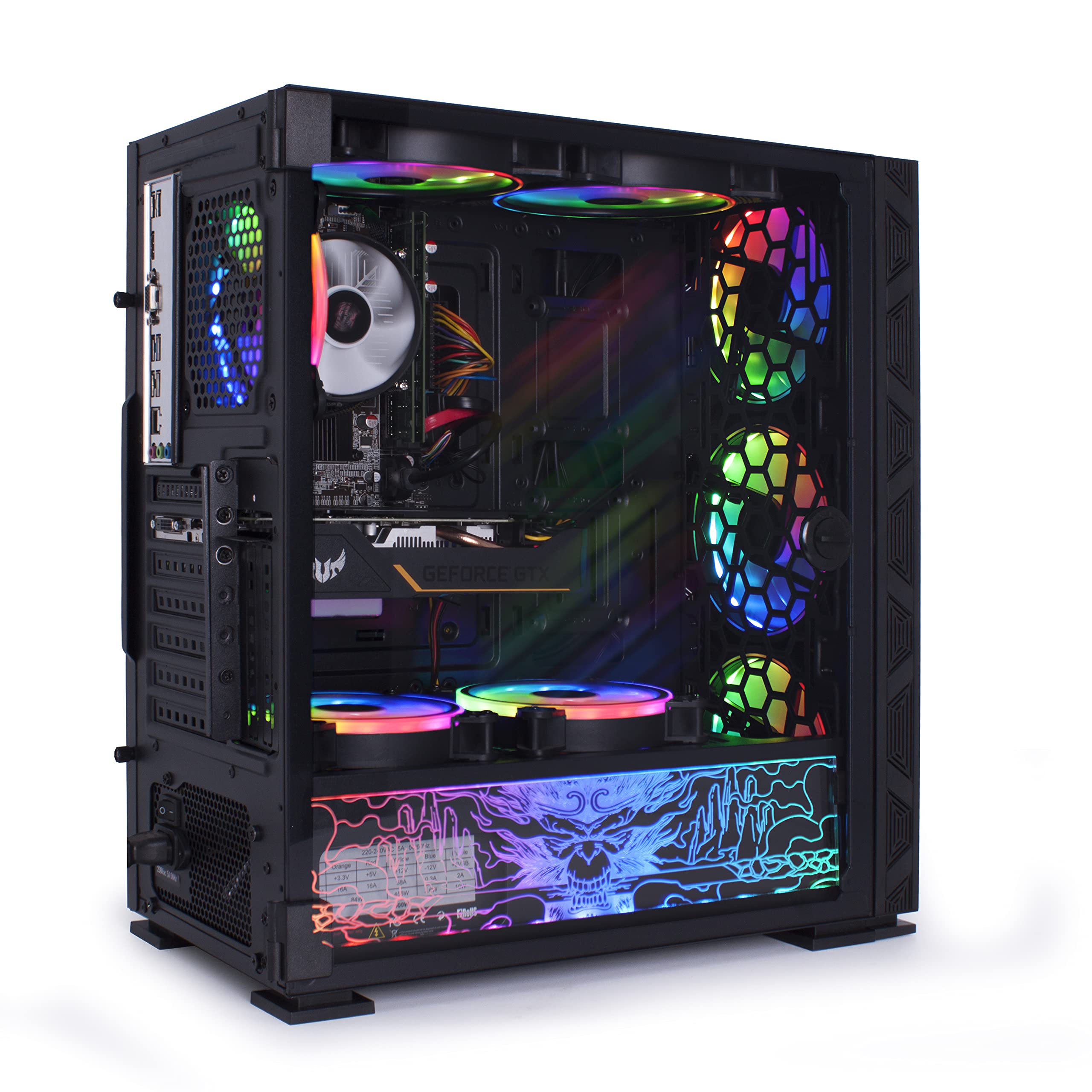 Veno Scorp Gaming PC Desktop Computer - Intel Core i7-3770 3.9GHz, 16GB RAM, GTX 1650 4GB, 256GB SSD + 1TB HDD, 500W 80+ PSU, RGB Case with 8 Fans, WiFi, Windows 10 | Perfect for Esports, Streaming & VR Gaming