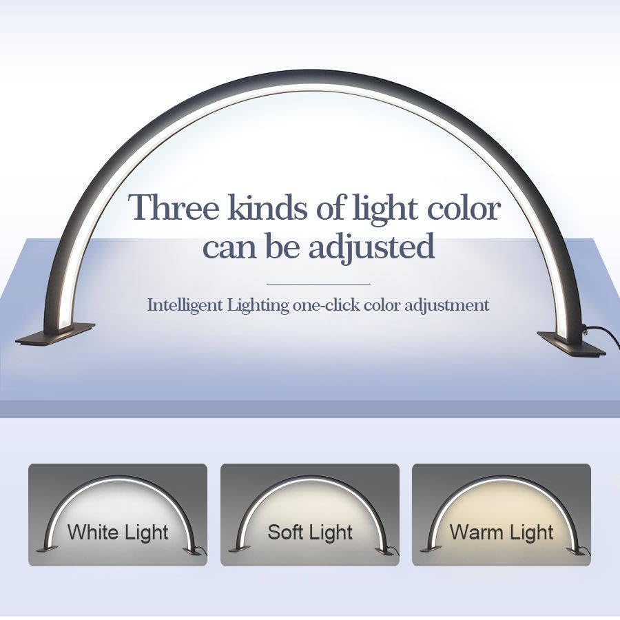 Dimmable LED Half Moon Nail Lamp 3000-6000K - Eyebrow Beauty Light & Desk Lamp for Nail Salon, Home Manicure, Makeup Vanity (Black, Small) - Perfect for Professional Nail Techs & DIY Manicures at Home