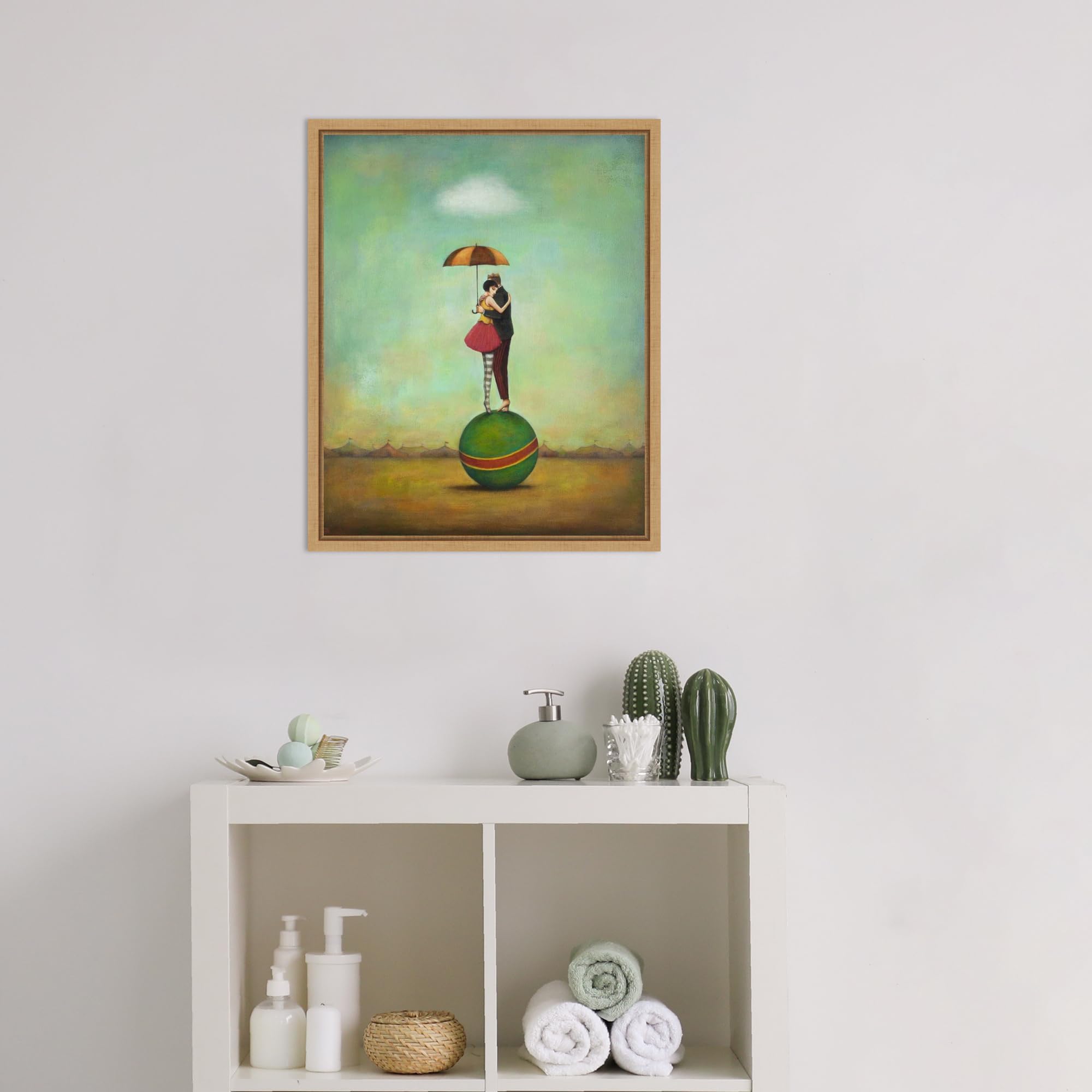 Amanti Art Framed Canvas Wall Art 20x16 - Circus Romance by Duy Huynh, Modern Framed Wall Decor, Small Poster Painting for Living Room, Bedroom, Bathroom & Kitchen - Perfect for Home, Office & Gift Giving