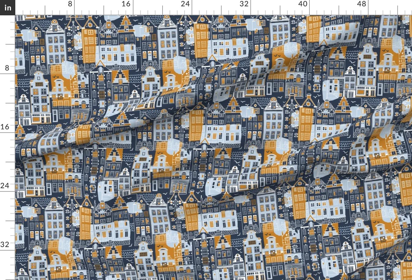 Vintage Scandinavian City Buildings Windows Printed Minky Fabric by The Yard - Soft Plush Fabric for Sewing Baby Blankets, Quilt Backing & DIY Plush Toys - Perfect for Nursery Decor & Cozy Home Projects