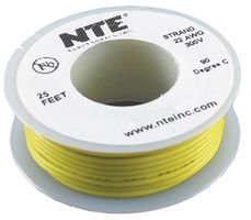 NTE ELECTRONICS WH22-04-25 22AWG Hook-Up Wire, 25FT Yellow Copper Wire, 300V Insulated Electrical Wire (10-Pack) - Perfect for DIY Electronics, Home Wiring Projects, and Automotive Repairs