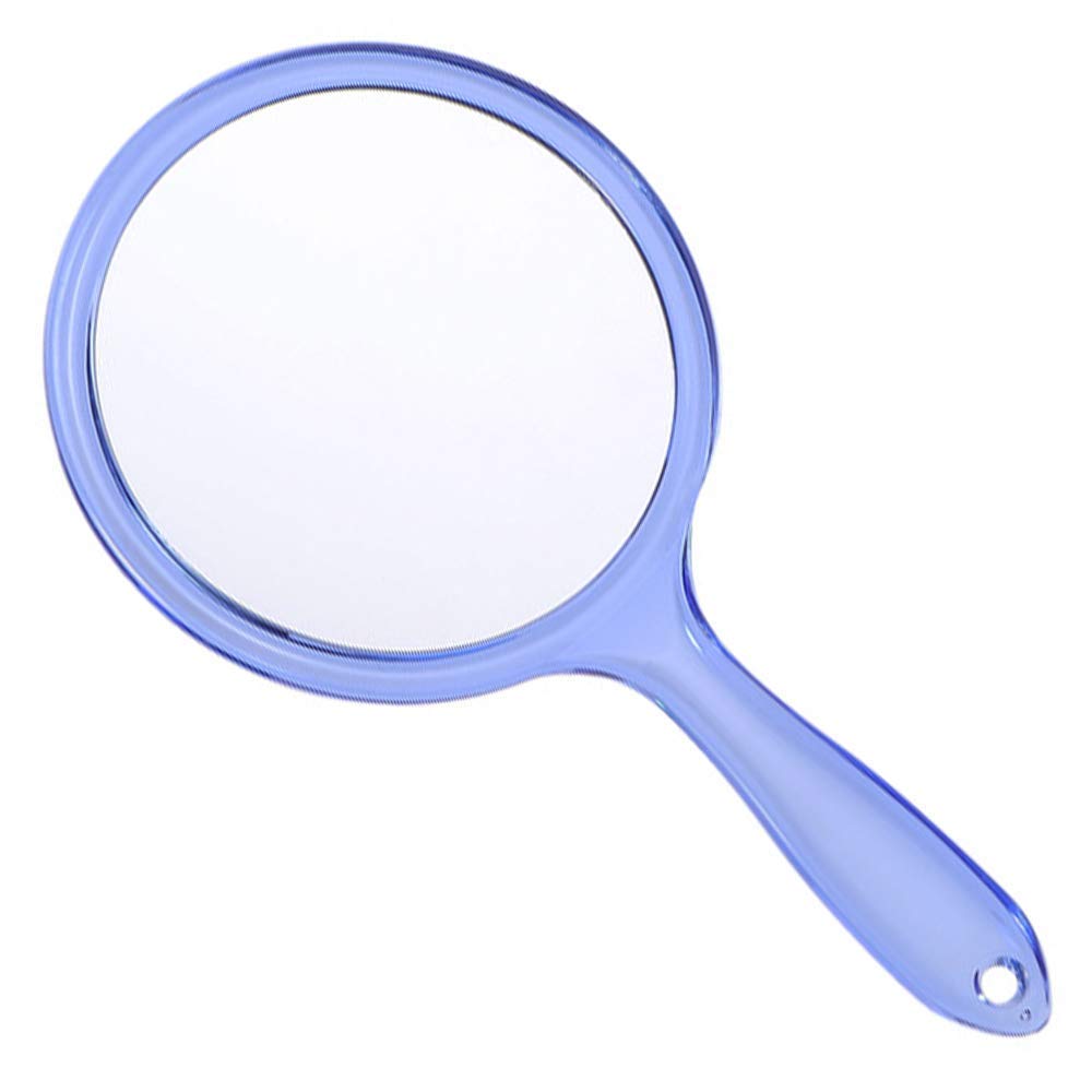 3X & 1X Magnifying Makeup Hand Mirror - Double-Sided Travel Cosmetic Mirror with Acrylic Clear Finish, Large Round Handheld Mirror (Blue) - Perfect for Travel, Home Makeup & Professional Salon Use