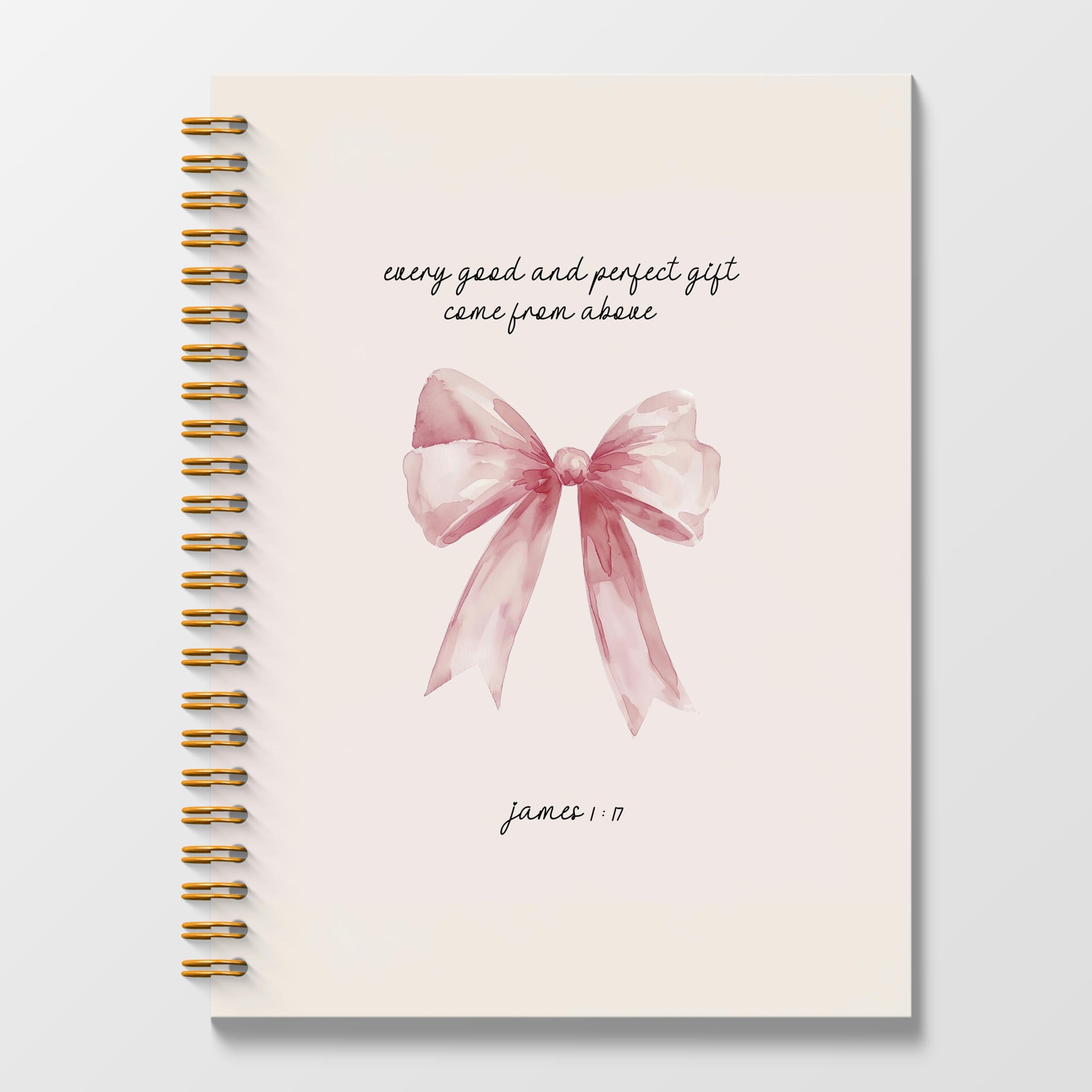 Bible Journaling Spiral Notebook 5.5x8.3 Inch - Pink Bow Christian Notebook for Women, Preppy School Journal, Coquette Stationery Gift - Perfect for Bible Study, Prayer Journaling & School Note Taking
