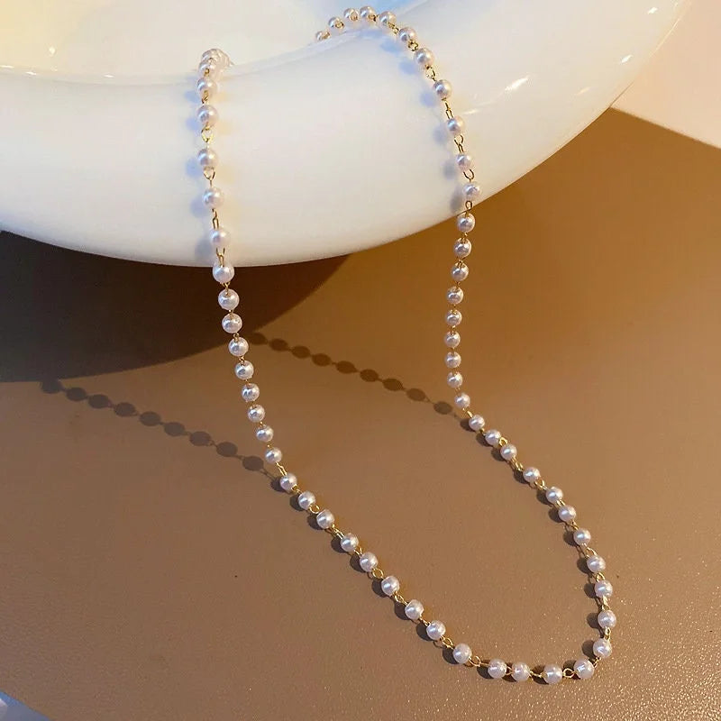 Elegant Petite Pearl Bead Choker Necklace for Women | Delicate Pearl Jewelry Gift for Her | Perfect for Weddings, Parties & Date Nights | HN1582