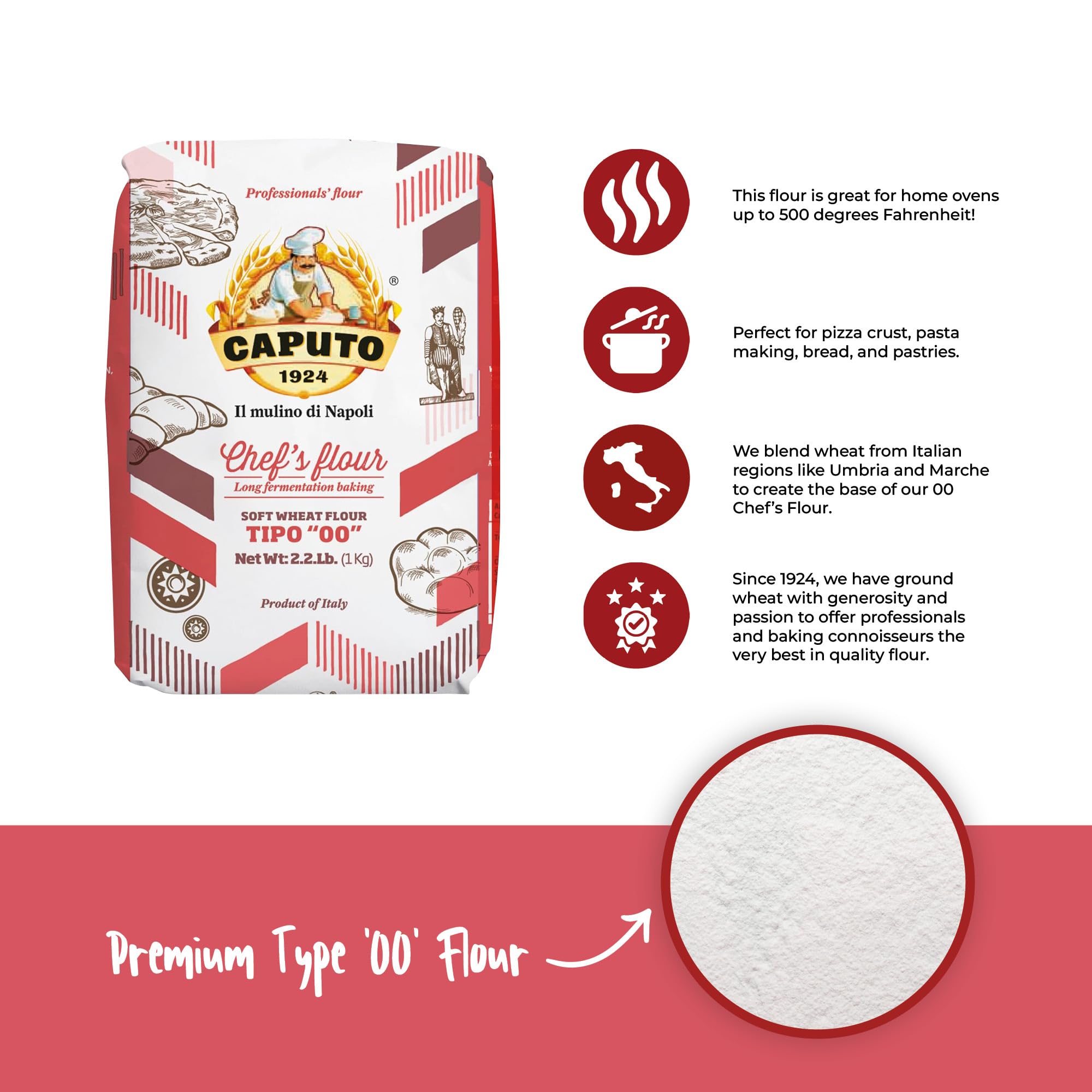 Antimo Caputo Chef's Flour - Premium Italian 00 Flour for Pizza & Pasta - 2.2 lb (Pack of 10) - Perfect for Professional Chefs & Home Cooking