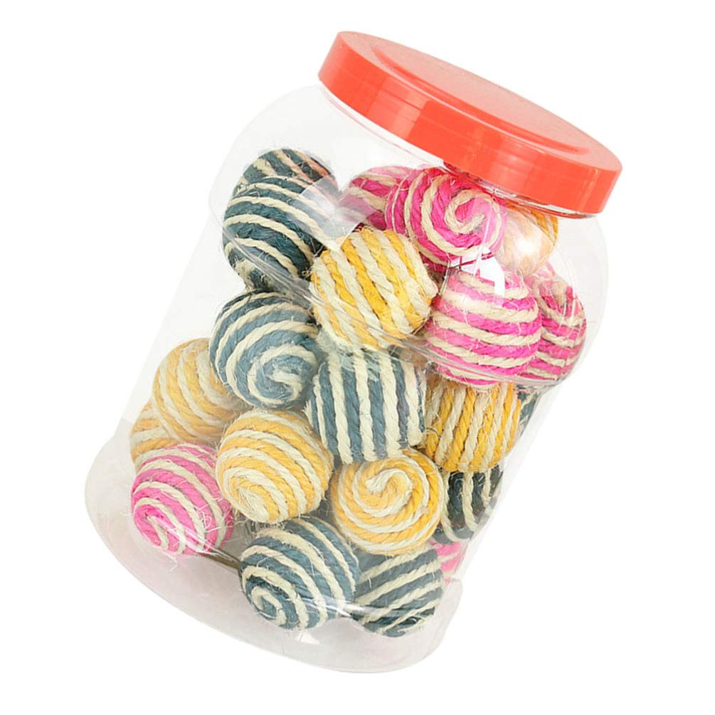 Balacoo 35-Pack Cat Sisal Ball Toys - Interactive Kitten Play, Scratch & Chew Toys with Rattle Sound - Durable Sisal Rope Woven Balls for Indoor Cats - Perfect for Playtime, Training & Exercise