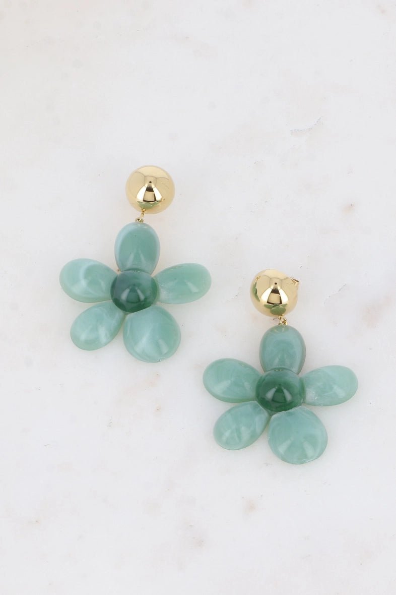 Stormy Flower and Ball Acetate Drop Earrings for Women - Elegant Dangle Hoop Earrings for Party, Wedding & Everyday Wear