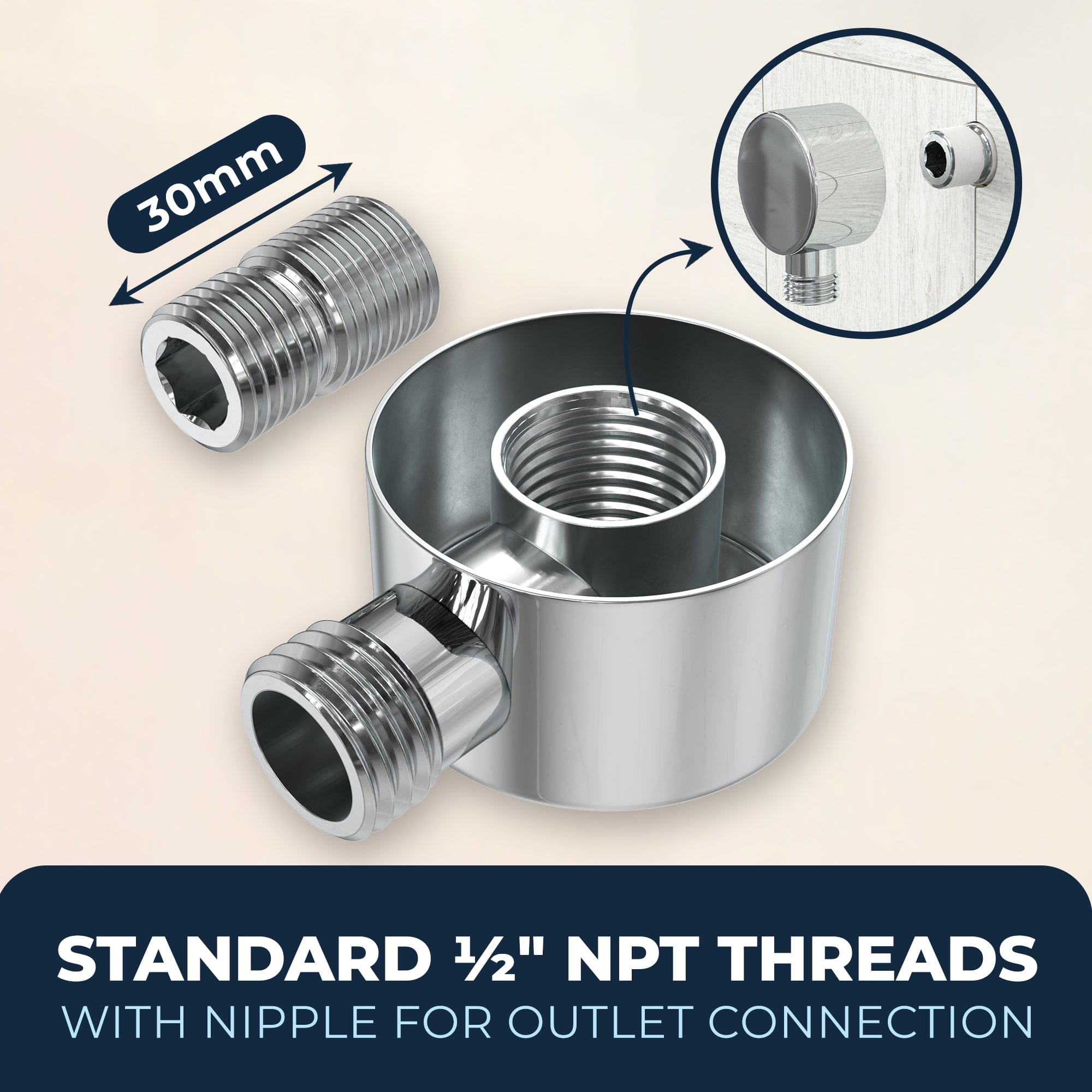 Stainless Steel Drop Ell Wall Mount Elbow - Heavy Duty Shower Hose Connector for Bathroom & Kitchen Faucets - Perfect for Handheld Shower Heads and Sprayer Installations