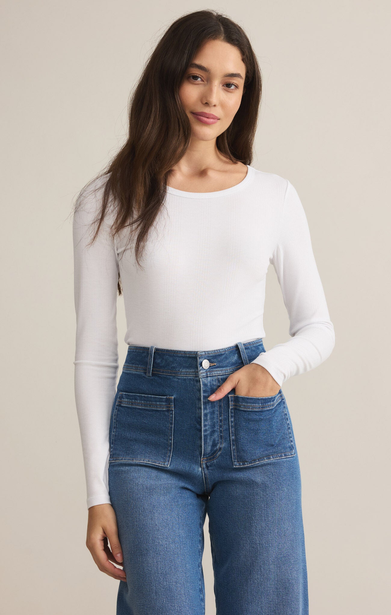 Infinity Fitted Long Sleeve T-Shirt for Women - Soft Stretch Cotton Blend - Slim Fit Casual Top for Everyday Wear, Work & Outings