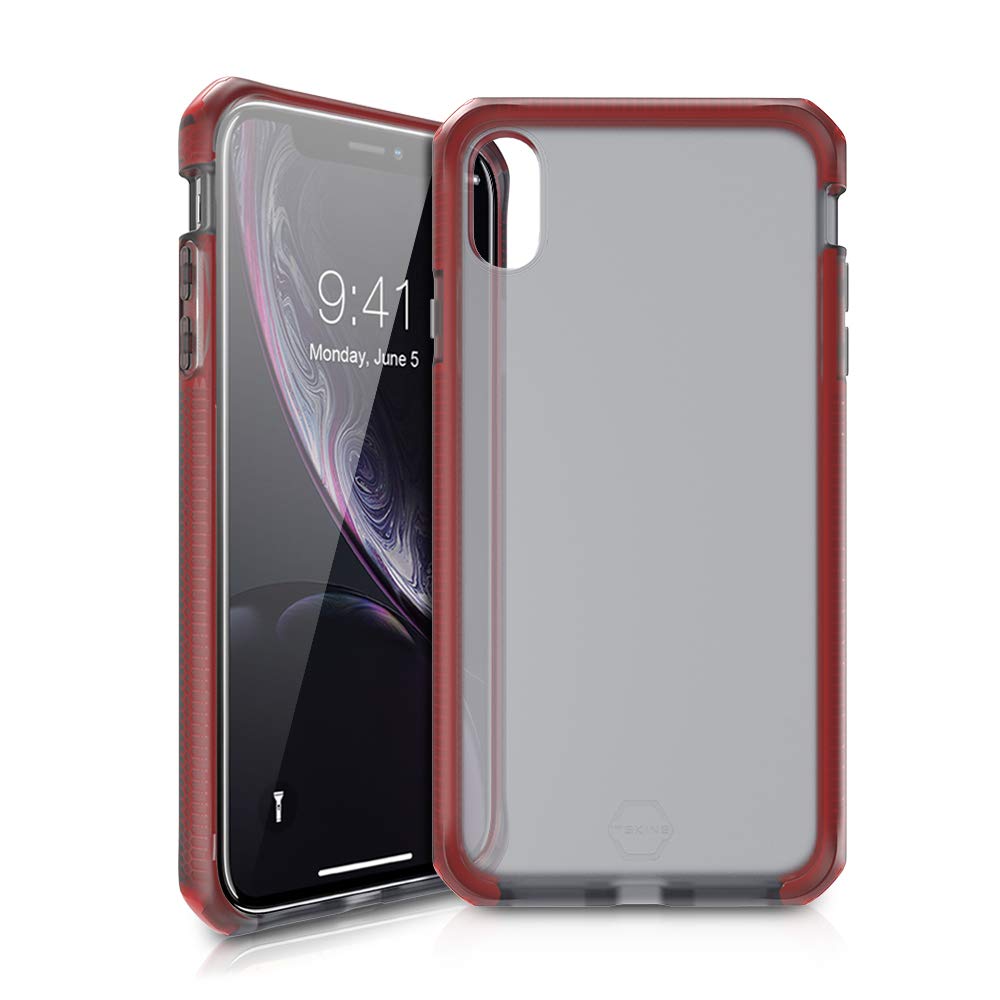 ITSKINS Supreme Frost Protective Phone Case for iPhone XR - Slim Hybrid Shockproof Cover with Anti-Slip Grip | Military-Grade Heavy Duty Protection (Red/Black) | Perfect for Outdoor Activities, Work & Travel