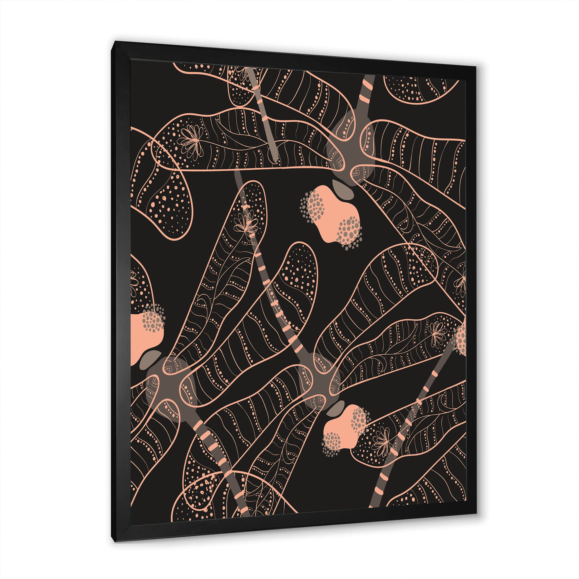 Bohemian Dragonfly Folk Art Seamless Pattern Framed Wall Decor - Perfect for Eclectic Home, Office & Bohemian Style Interior Design