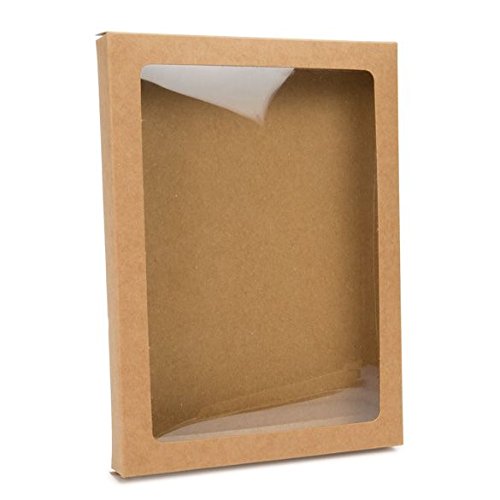 Kraft Paper Window Gift Box with PET Sheet - 5x7x8 for Stationery & Cosmetics - 25 Pack