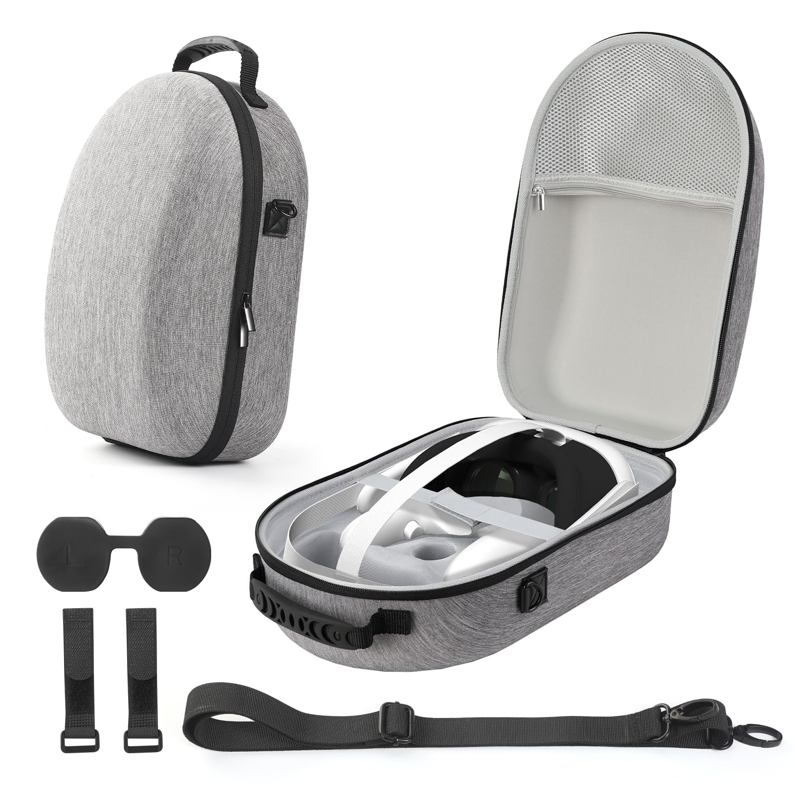 Shockproof Protective Case for Meta/Oculus Quest 3 VR Headset & Controllers - Durable Portable Storage Bag with Shoulder Strap, Scratch-Resistant & Drop-Proof Design - Perfect for Travel, Gaming Events & Safe Storage (Grey)